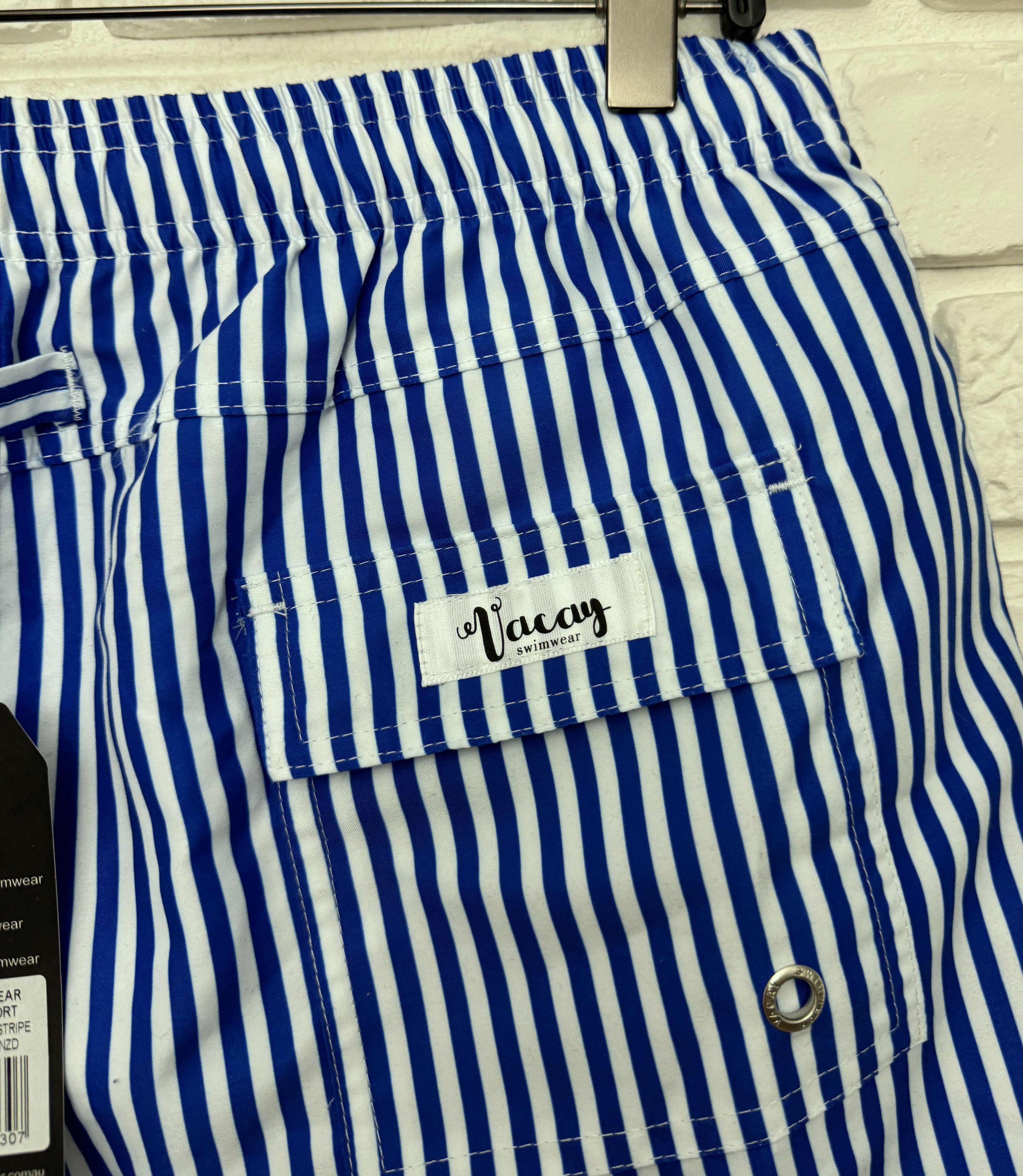 Bleach BNWT Vacay Corfu Swim Trunks White/Blue Striped Lined Size L Size US 34 / EU 50 - 6 Thumbnail