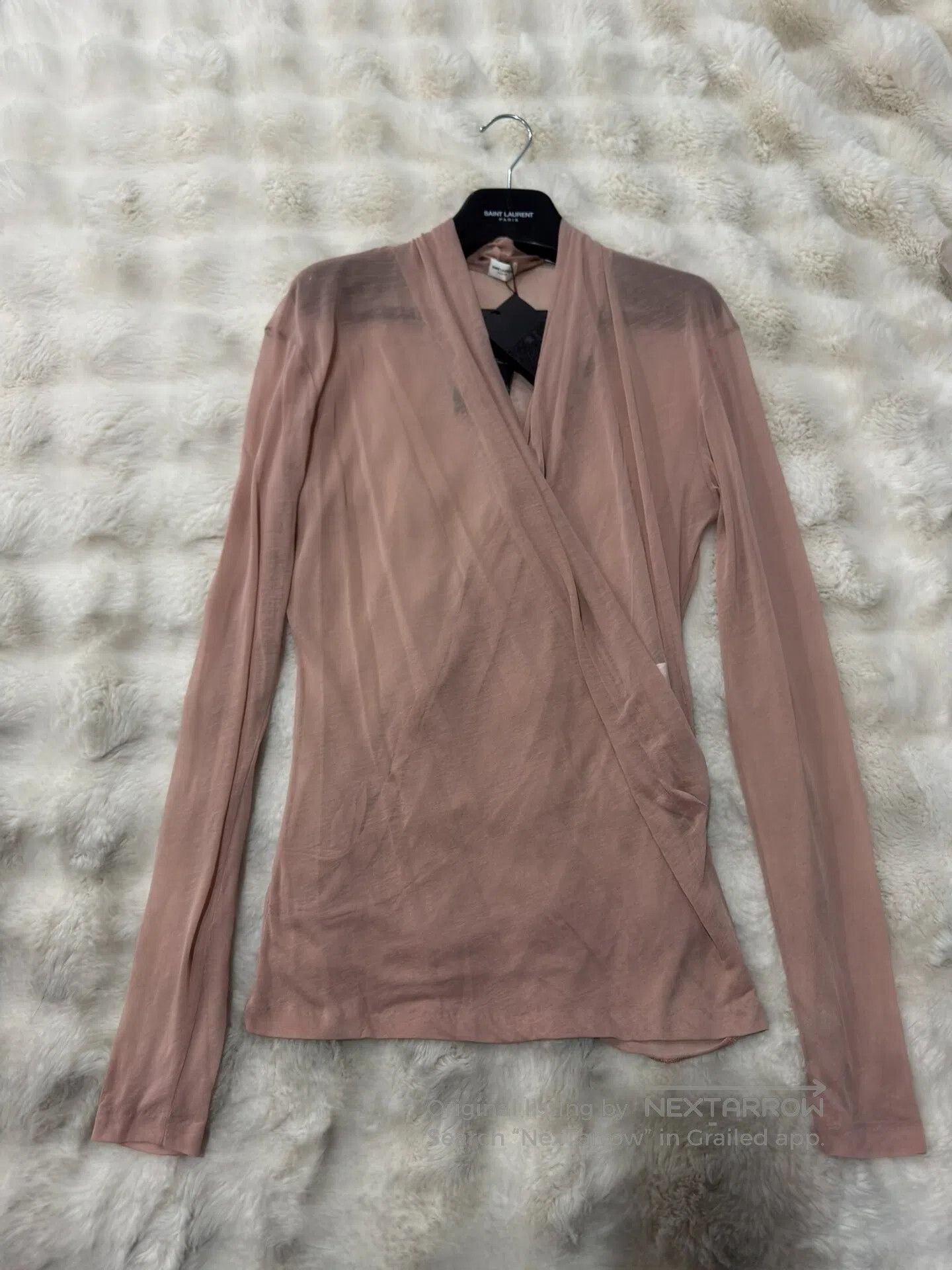 Saint Laurent Paris Saint Laurent Paris Crinkle Deep V Mesh Lining Top| Size US XS / EU 42 / 0 - 1 Thumbnail