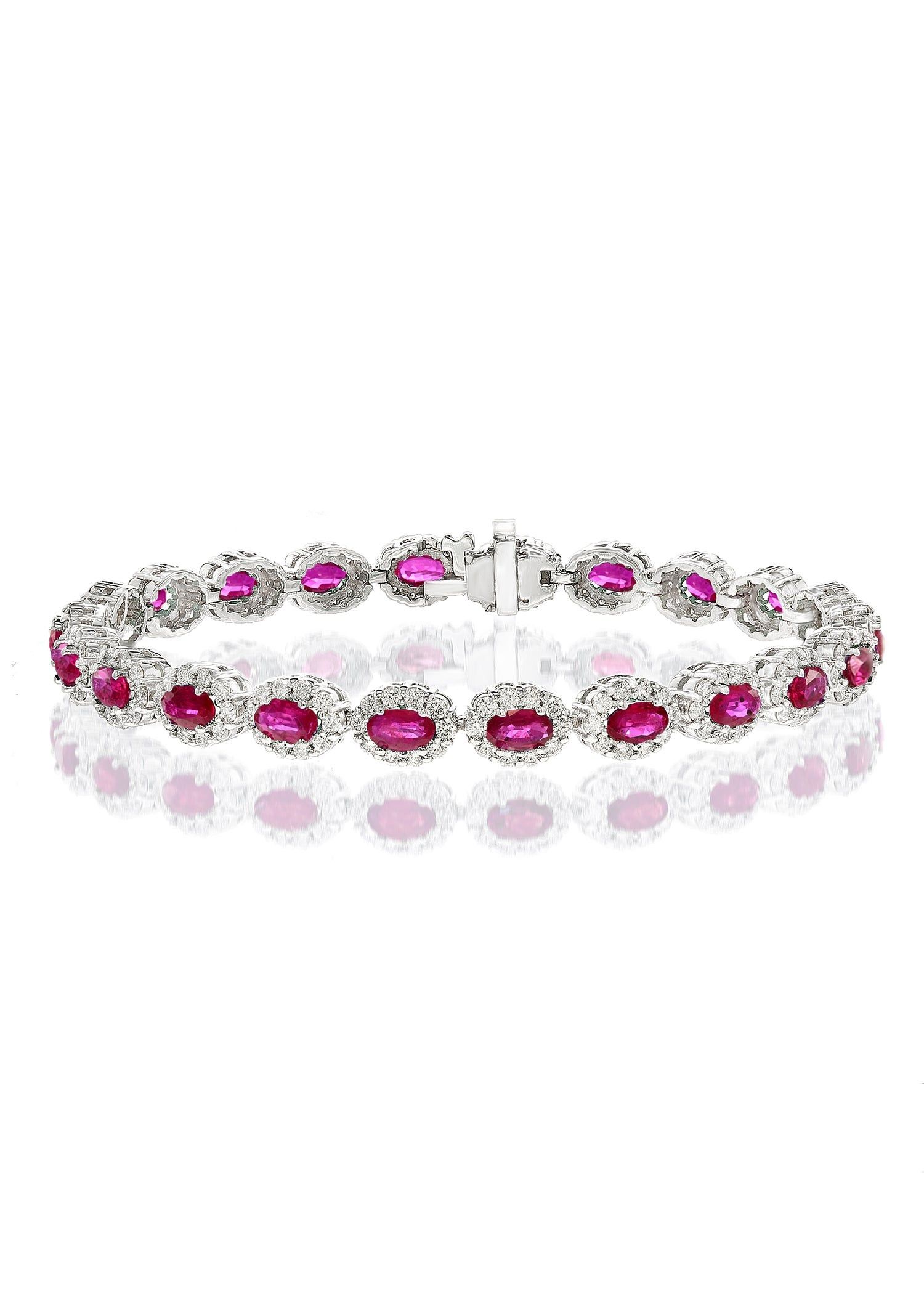 Tiffany & Co. Diamond & Ruby Oval Linked Bracelet in 14K White Gold (6.10 CTW Rubies) Size ONE SIZE - 1 Preview