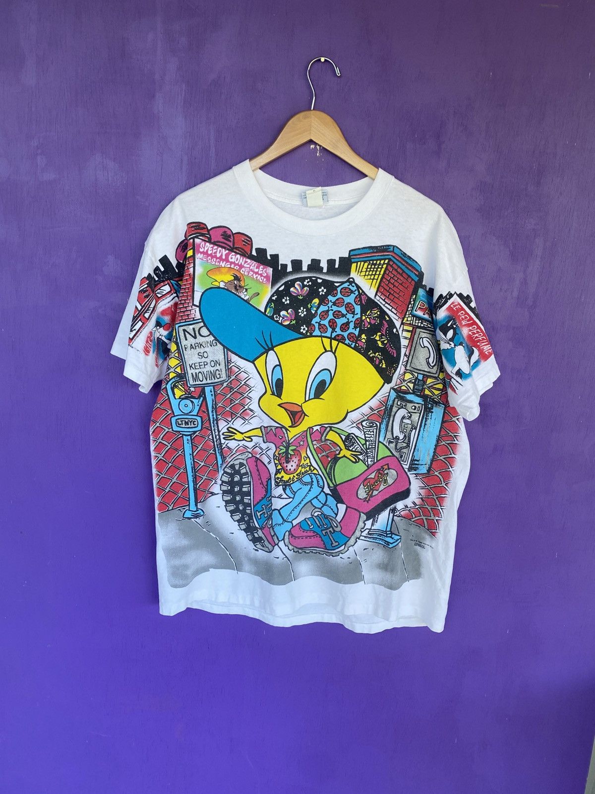 Other Vintage 1996 Looney tunes tweety stweet-wise AOP t-shirt Size US XL / EU 56 / 4 - 1 Thumbnail