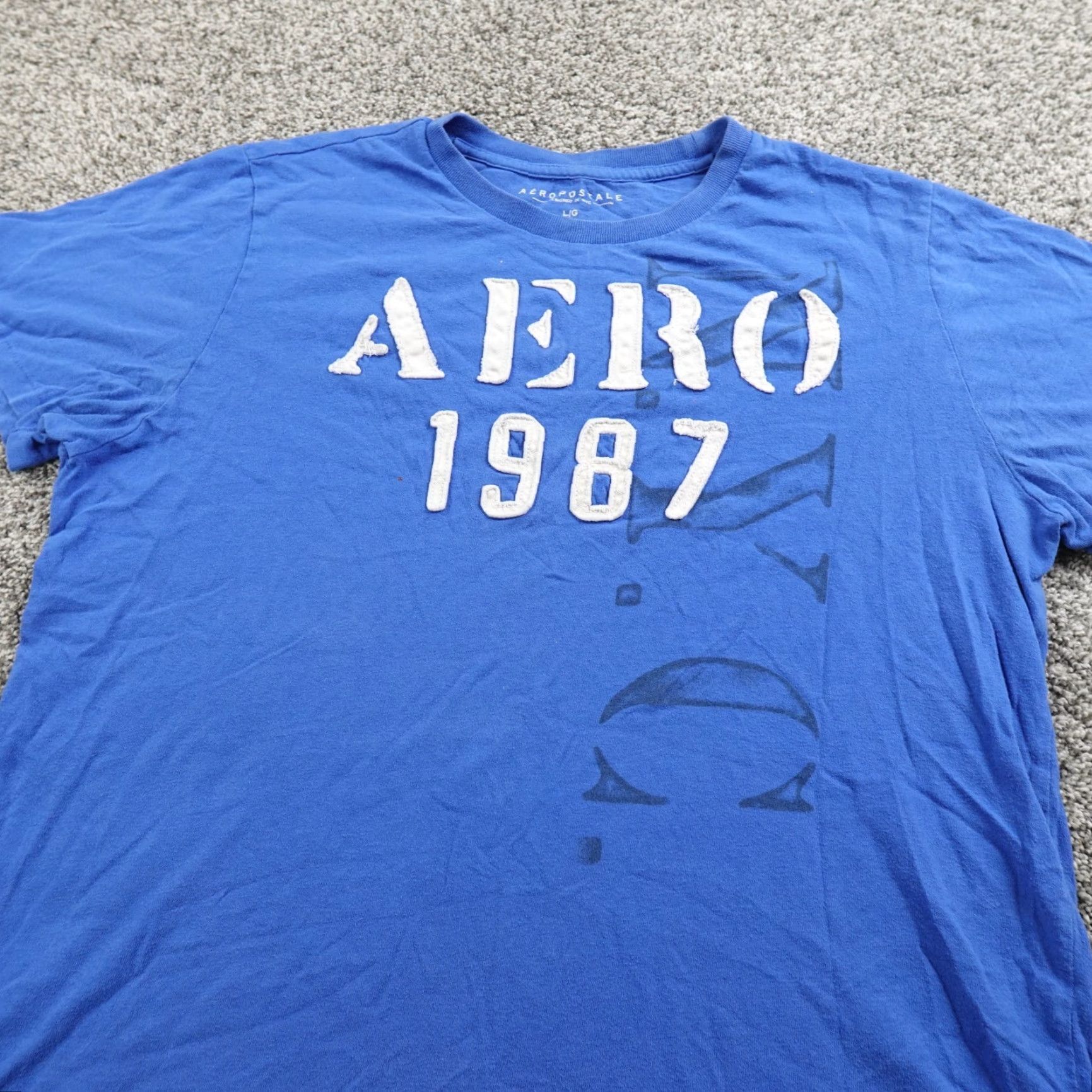 Vintage Aero NYC Spell Out Logo Aeropostale Shirt Mens L Blue Applique Preppy Casual Y2K Size US L / EU 52-54 / 3 - 4 Thumbnail