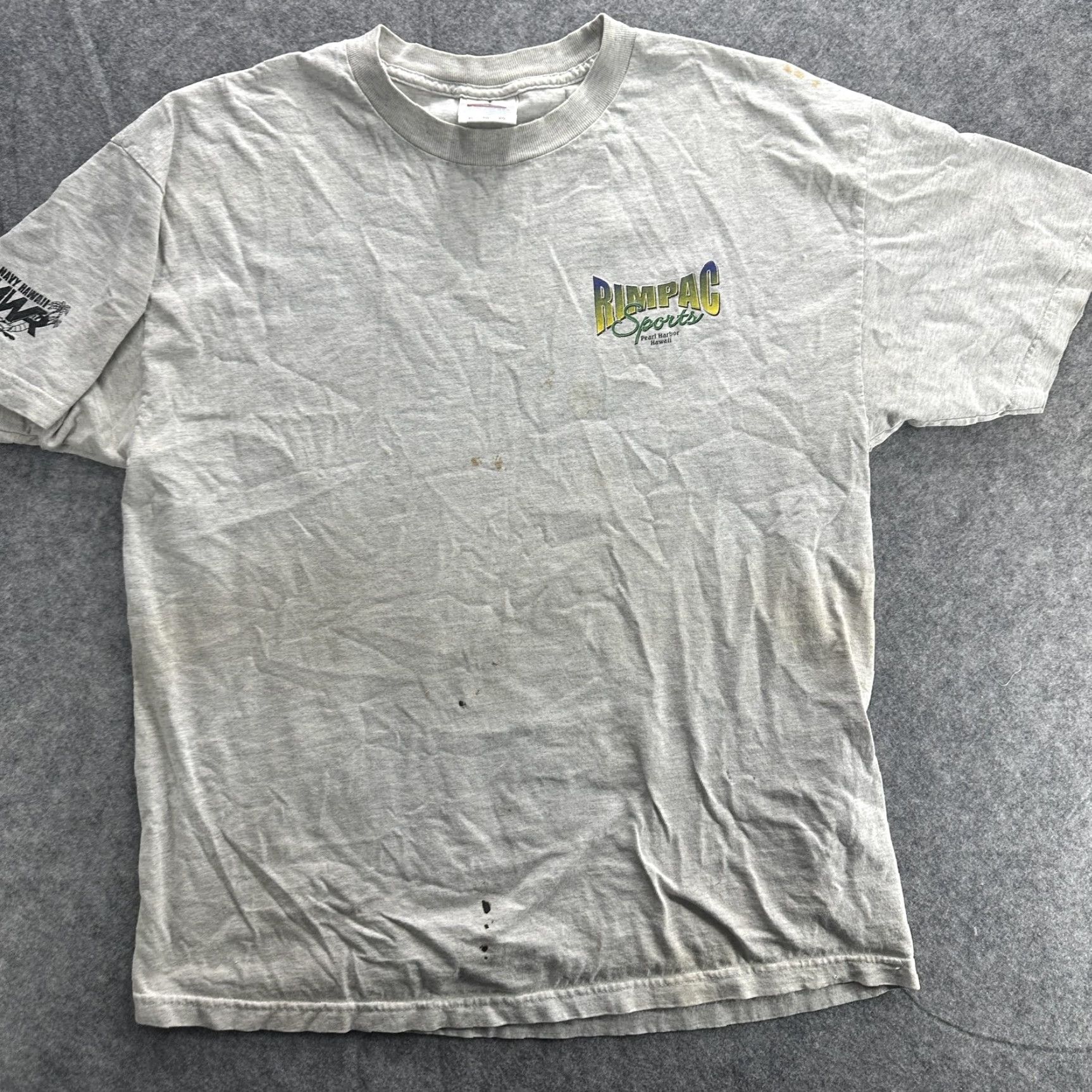 Vintage VINTAGE Alstyle RIMPAC Sports T-Shirt Mens XL Gray 2000s Pearl Harbor Hawaii Navy MWR Size US XL / EU 56 / 4 - 2 Thumbnail