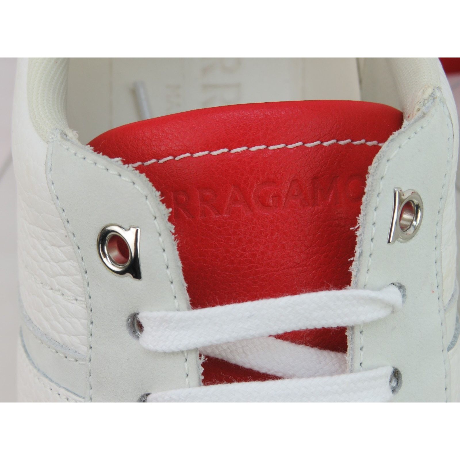 Salvatore Ferragamo FERRAGAMO ACHILLE WHITE RED LEATHER LOGO SNEAKERS 11.5 ITALY Size US 11.5 / EU 44-45 - 5 Thumbnail