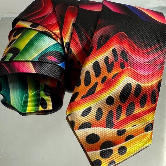 Handmade Tie Trippy Cheetah Leopard Op Art Necktie Hippie Psychedelic Size ONE SIZE - 6 Thumbnail