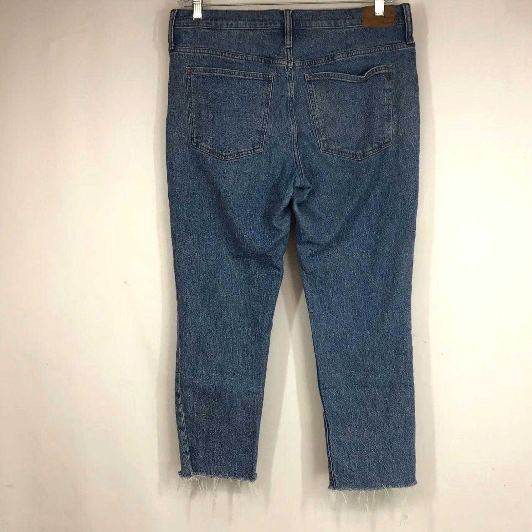 Madewell Madewell High Rise Straight Jeans Medium Wash Blue Raw Hem Size 31 Size 24" / US 00 / IT 34 - 4 Thumbnail