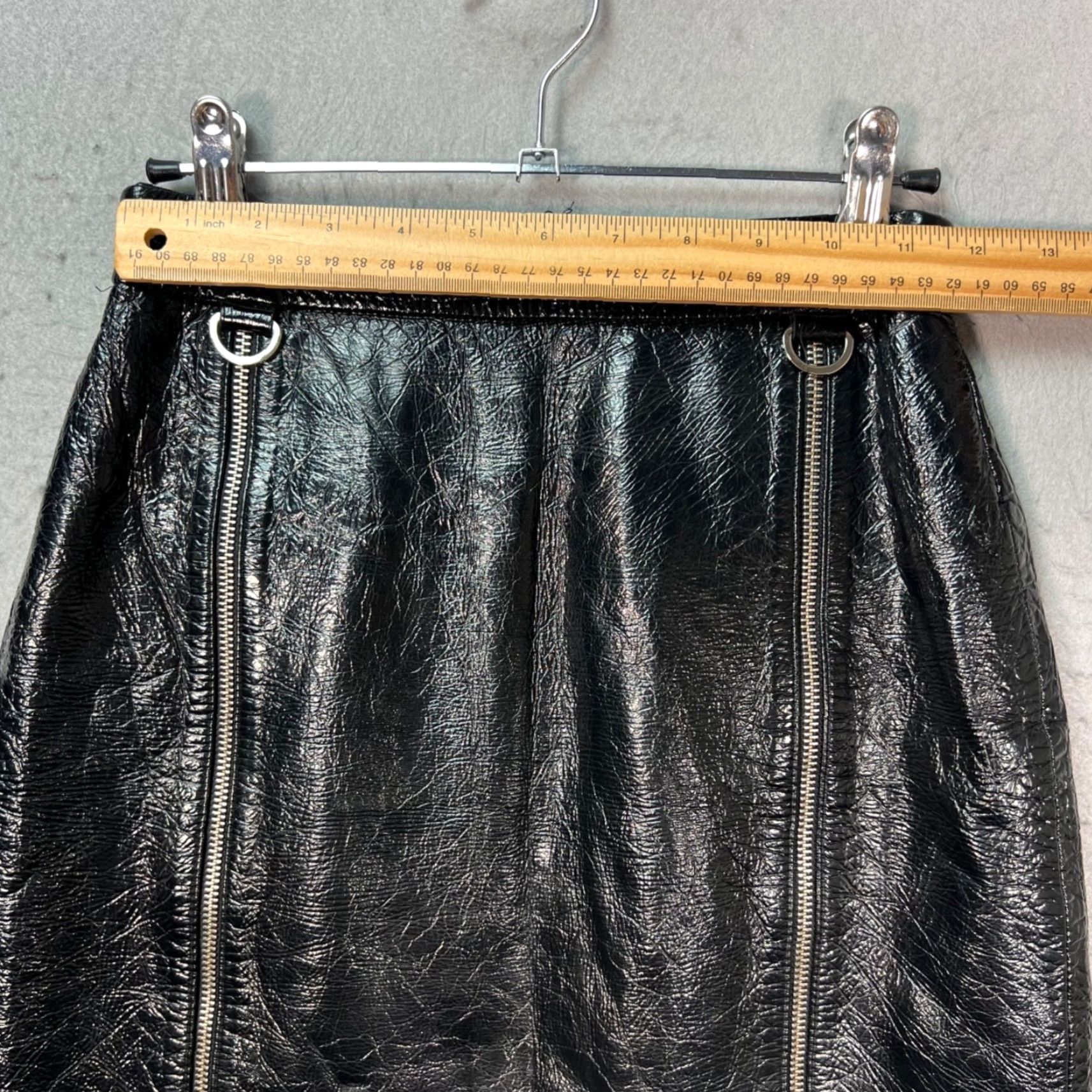 Vintage Michelle Mason Womens Skirt 2 Black Lambskin Mini Zipper Accents Leather Polyester Short Vintage/Shirt? Size 26" / US 2 / IT 38 - 5 Thumbnail