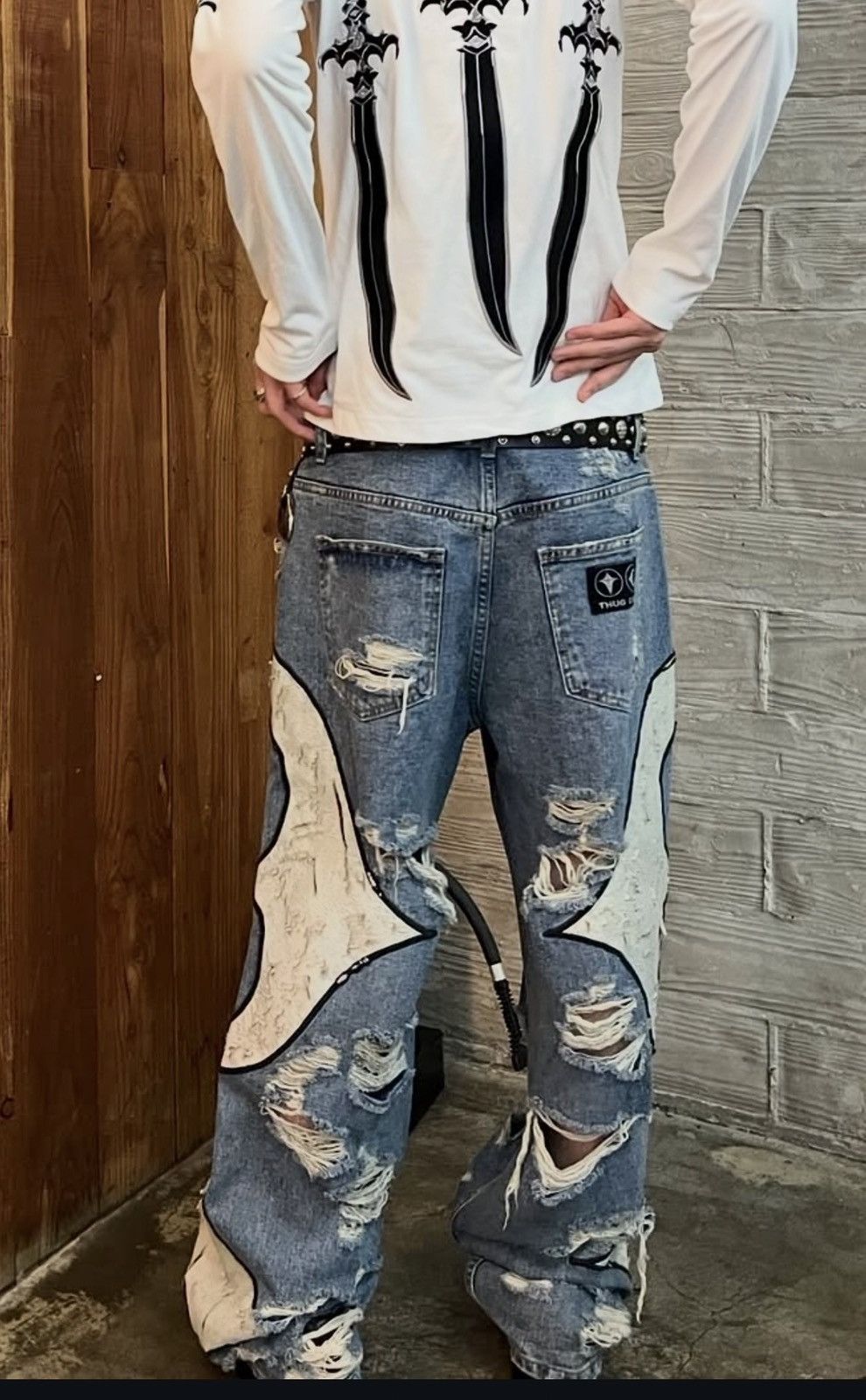 Thug Club Thug Club - Leather Washing Denim Pants War Ver Size US 31 - 11 Thumbnail