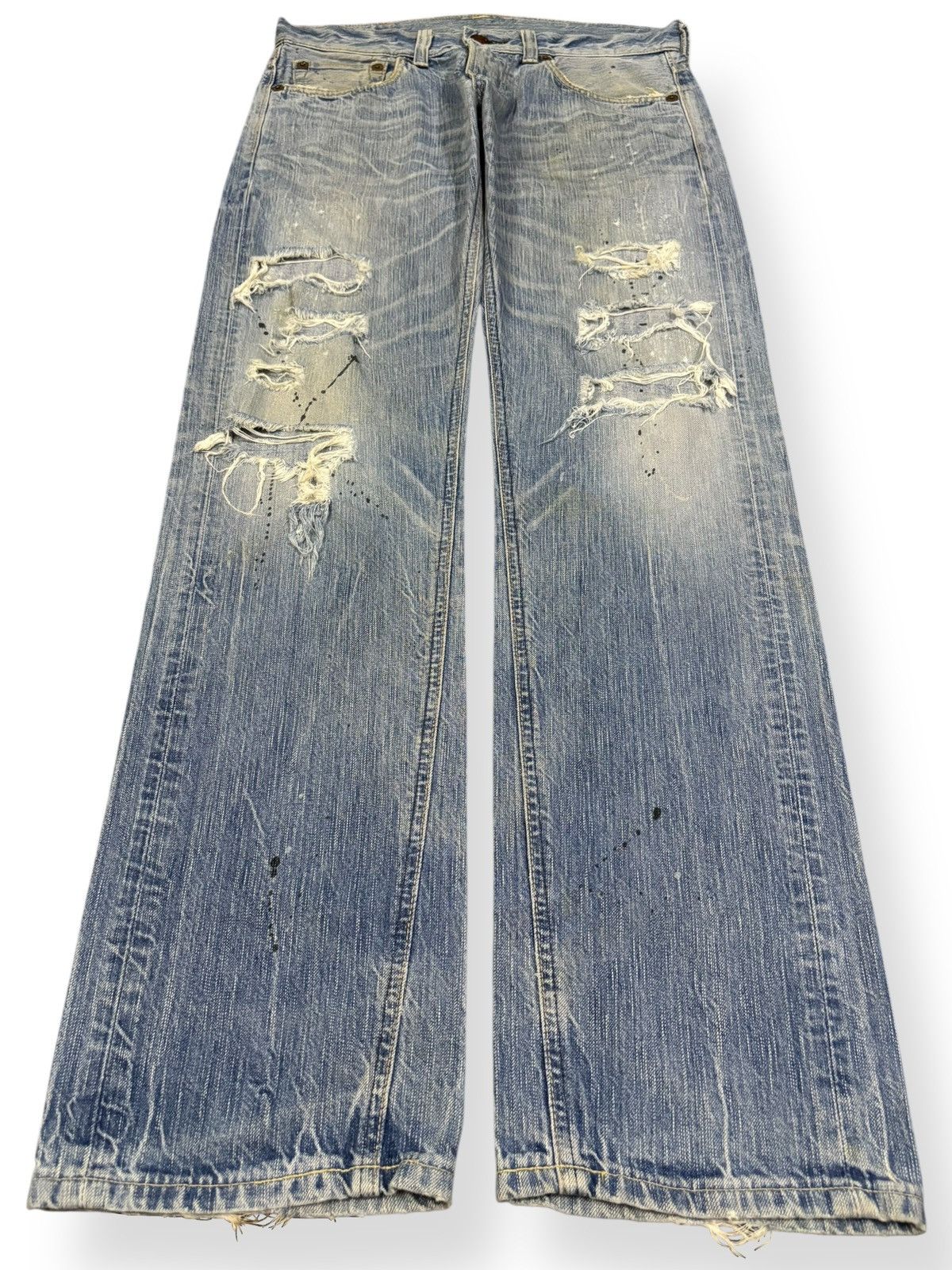 Edwin Edwin 503 Blue Trip Paint Splatter Distressed Grunge Jeans Size US 32 / EU 48 - 1 Thumbnail