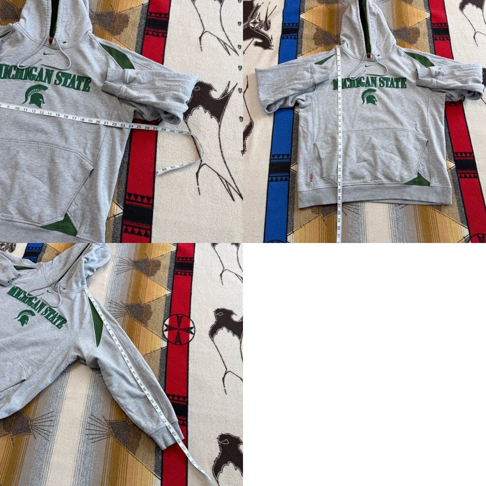 Nike VINTAGE Nike Michigan State Spartans Center Swoosh Hoodie Sweatshirt M Gray Men Pullover Long Sleeve Drawstring 90s Y2K College University Sports Size US M / EU 48-50 / 2 - 8 Thumbnail