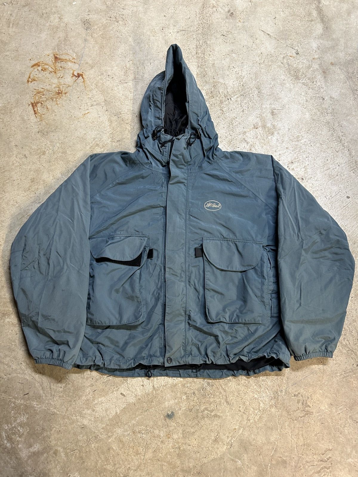 image of L L Bean x Outdoor Life Vintage 90’S L.l. Bean Fly Fishing Cursive Logo Jacket in Blue (Size 2XL)