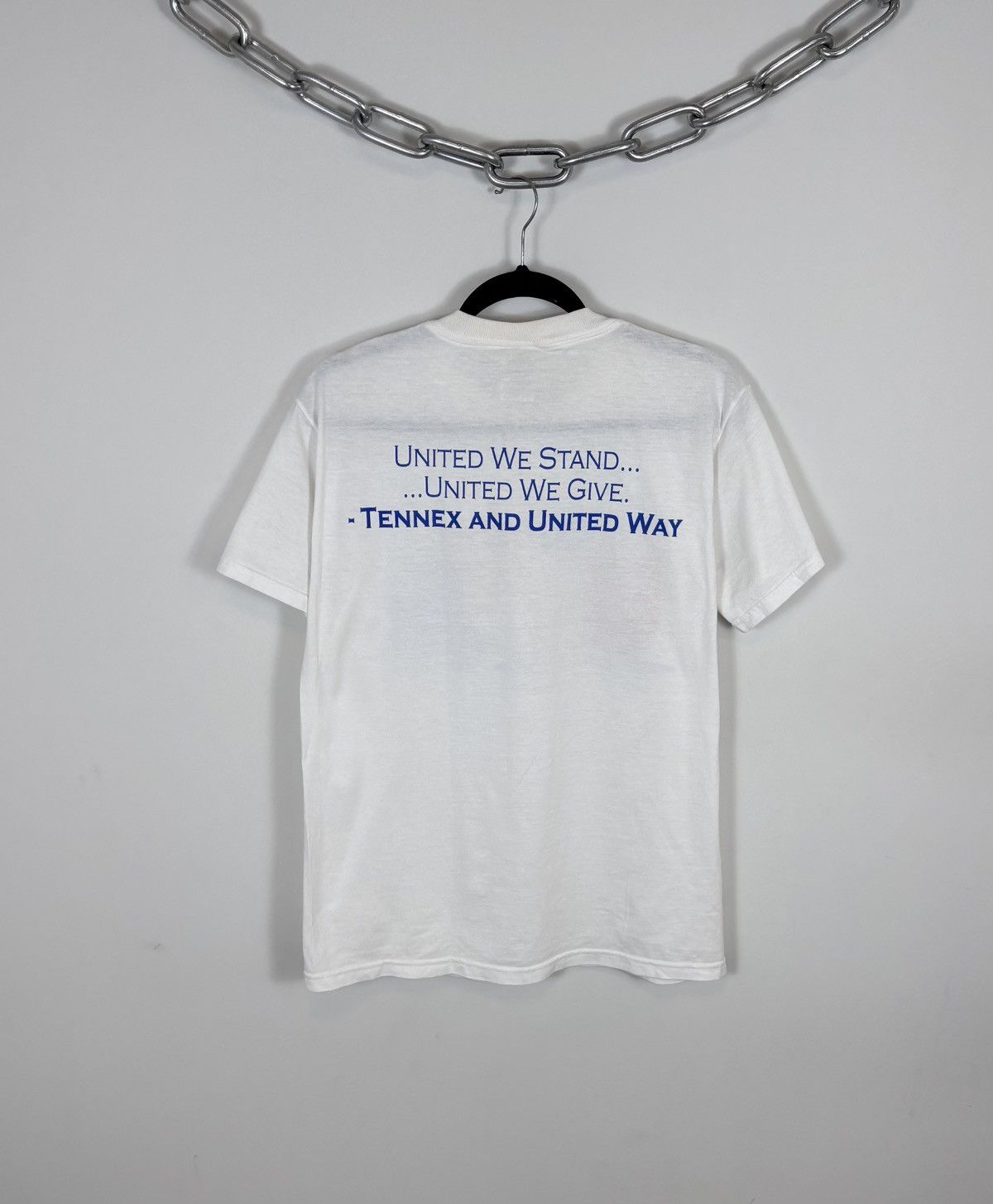Fruit Of The Loom Vintage 1990s Big USA Flag Logo White T-Shirt Tee Size US M / EU 48-50 / 2 - 2 Thumbnail