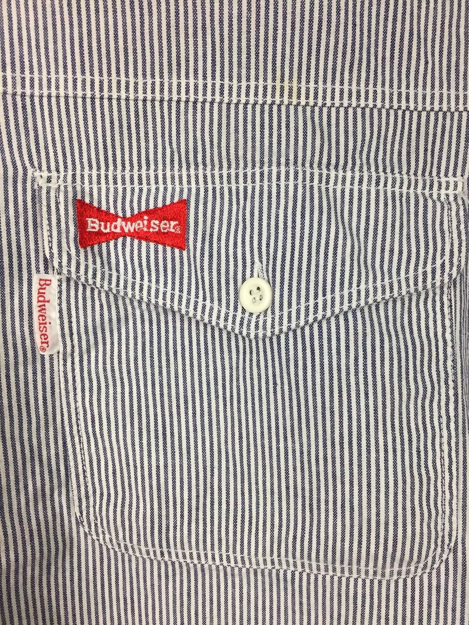 Budweiser Vtg Budweiser Hickory Stripe Workwear Button Up Shirt Size US L / EU 52-54 / 3 - 4 Thumbnail