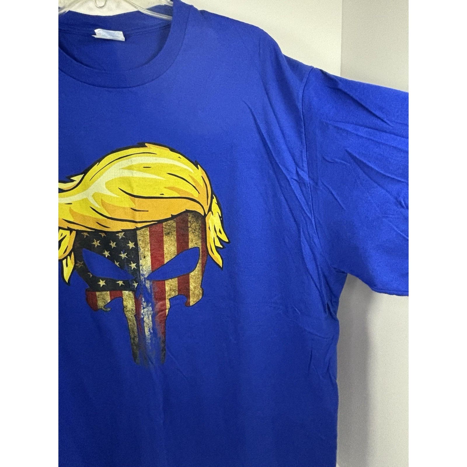The Unbranded Brand Trump Punisher Skull Tee 2XL Blue USA Flag Hair Graphic Size US XXL / EU 58 / 5 - 8 Thumbnail