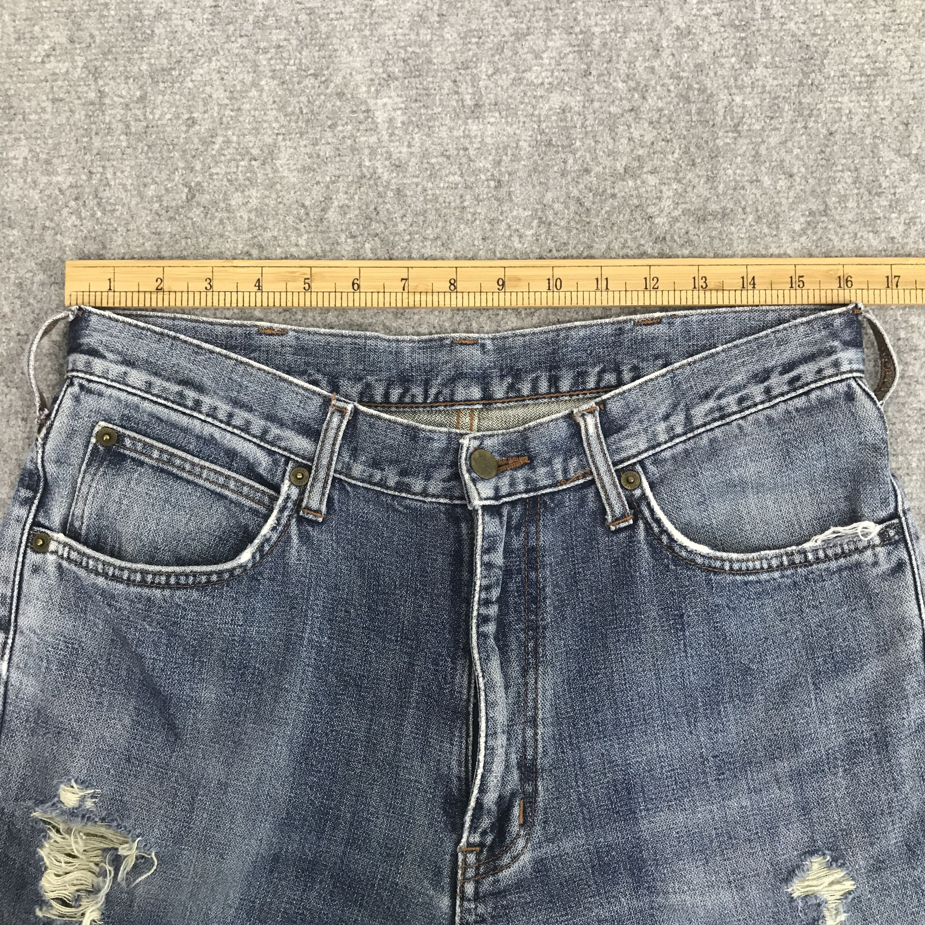 Japanese Brand Flare wrangler Bootcut distressed denim jeans pants Size US 31 - 7 Thumbnail