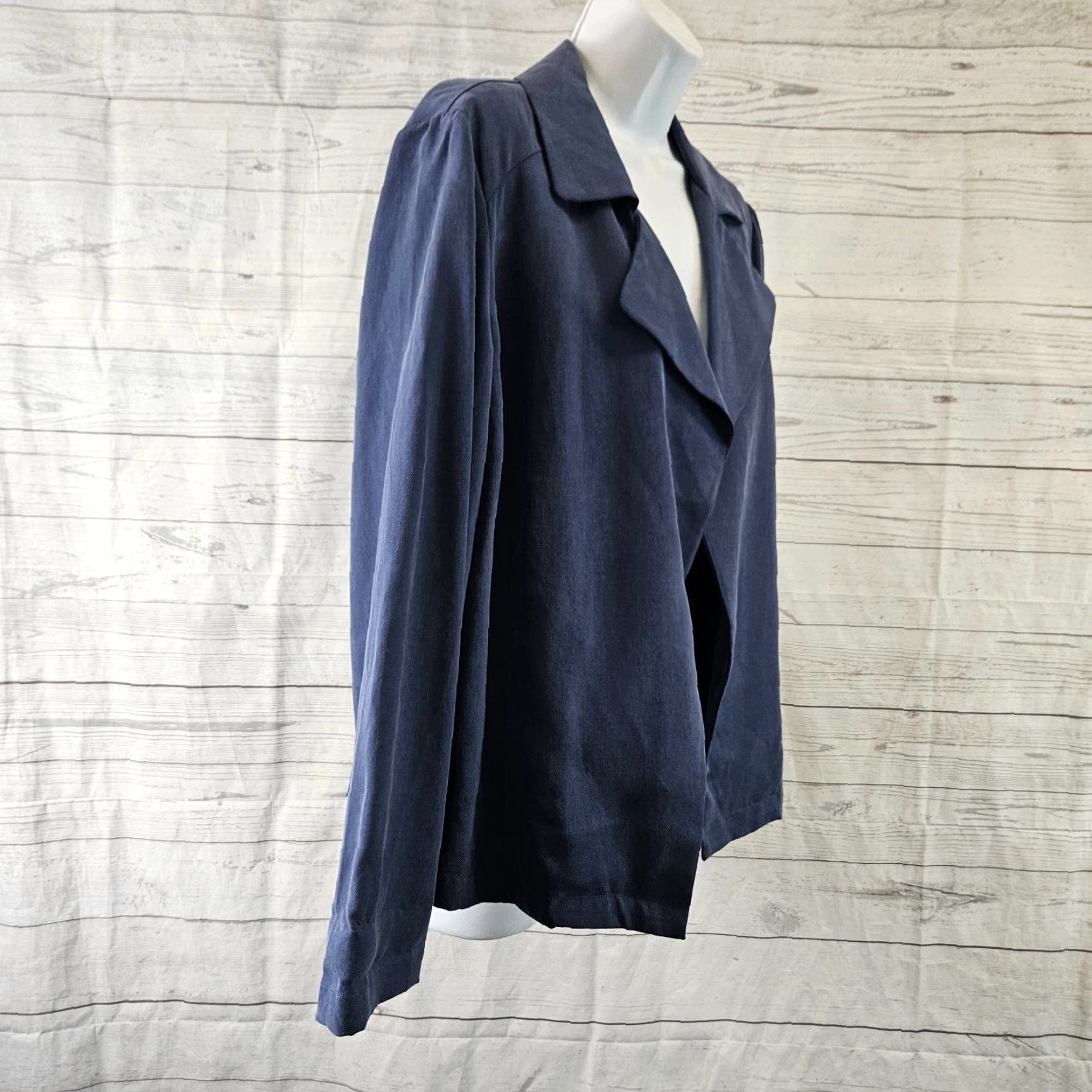 Vintage Chico's Womens Jacket Open Front Blue Lyocell Twill Drape Solid Sz M Size M / US 6-8 / IT 42-44 - 3 Thumbnail