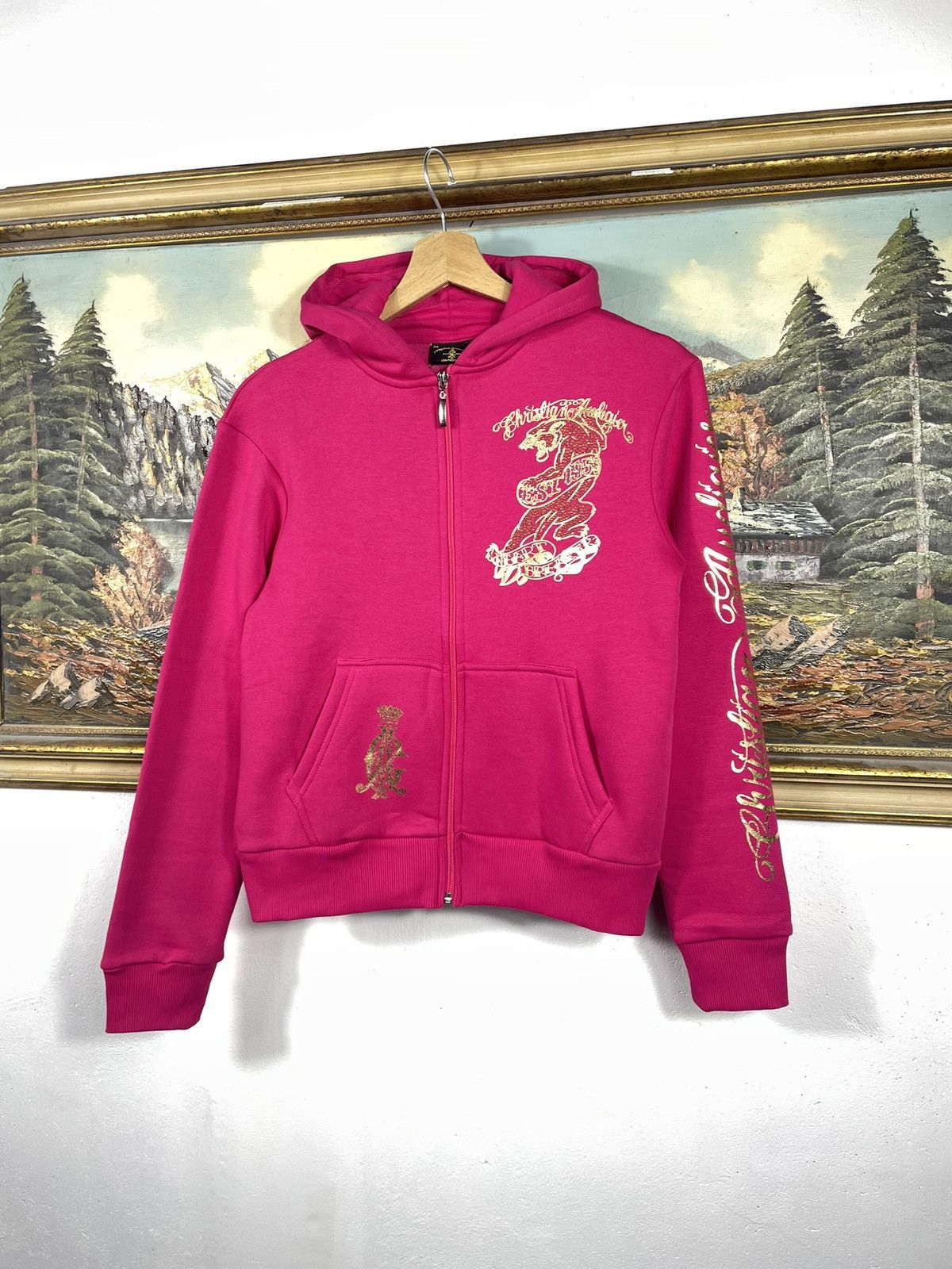 Christian Audigier × Ed Hardy × Vintage Ed Hardy Retro 00s Hoodie With Crystals Affliction Grunge Size US XS / EU 42 / 0 - 3 Thumbnail