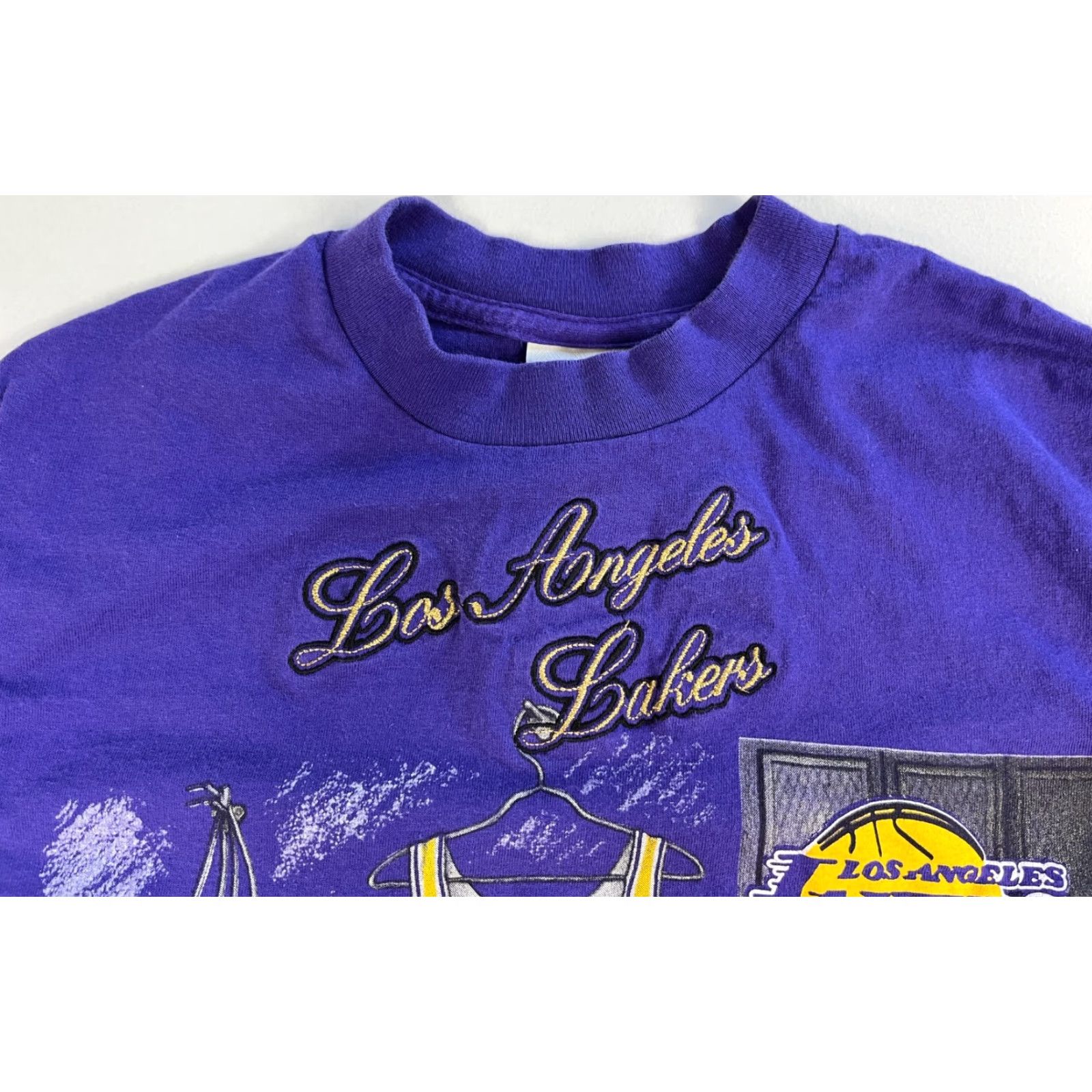 Nutmeg VINTAGE Men's 90s Lakers T-Shirt Nutmeg Made in USA Purple Size M Crew Neck Short Sleeve Cotton Size US M / EU 48-50 / 2 - 7 Thumbnail