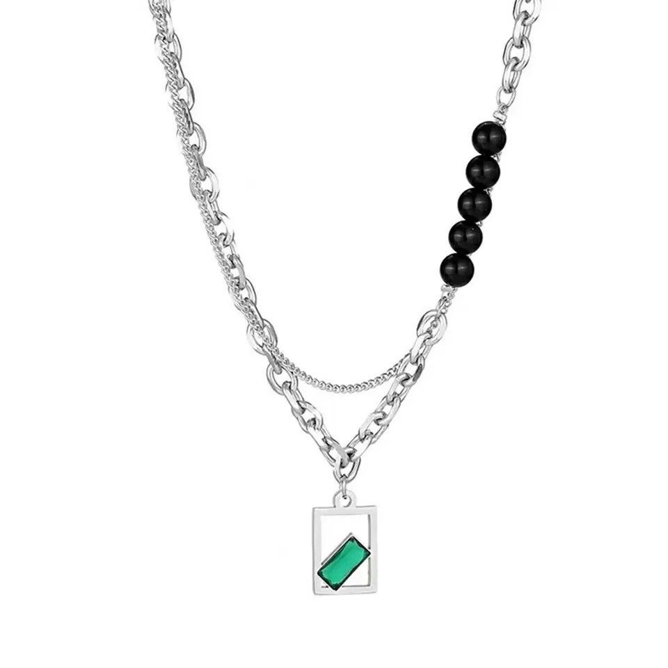 Jewelry Double-layer Chain Splicing Charm Collar Pendant Necklace Size ONE SIZE - 5 Thumbnail