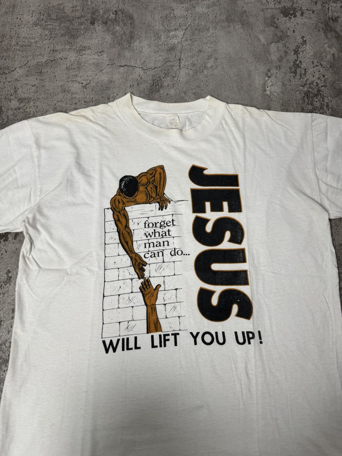 Arts & Science VINTAGE 90’S WHITE HANES JESUS WILL LIFT YOU UP T-SHIRT Size US XL / EU 56 / 4 - 2 Thumbnail