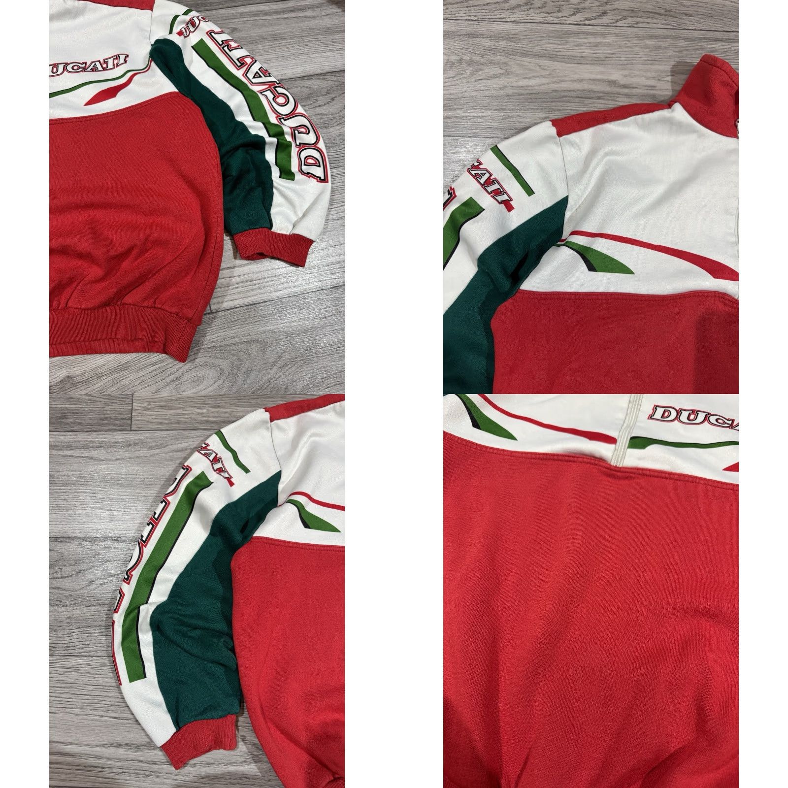 Vintage VINTAGE 90s Ducati Racing Sweatshirt Pullover 1/2 Zip Red White Green Sz M Mens Size US M / EU 48-50 / 2 - 8 Thumbnail