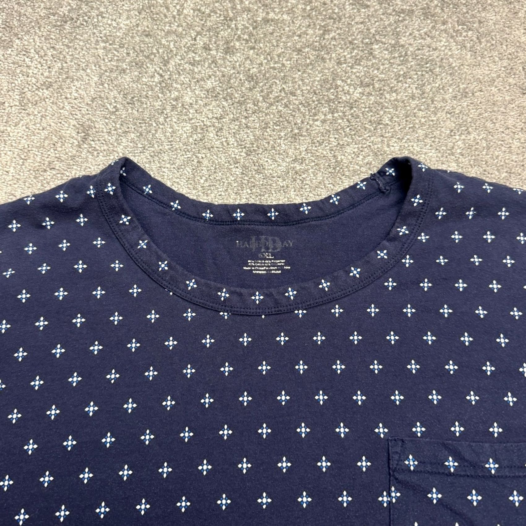 Vintage HARBOUR BAY Geometric Print T-Shirt Mens 4XL Navy Blue Short Sleeve Pocket Tee Size US XXL / EU 58 / 5 - 3 Thumbnail