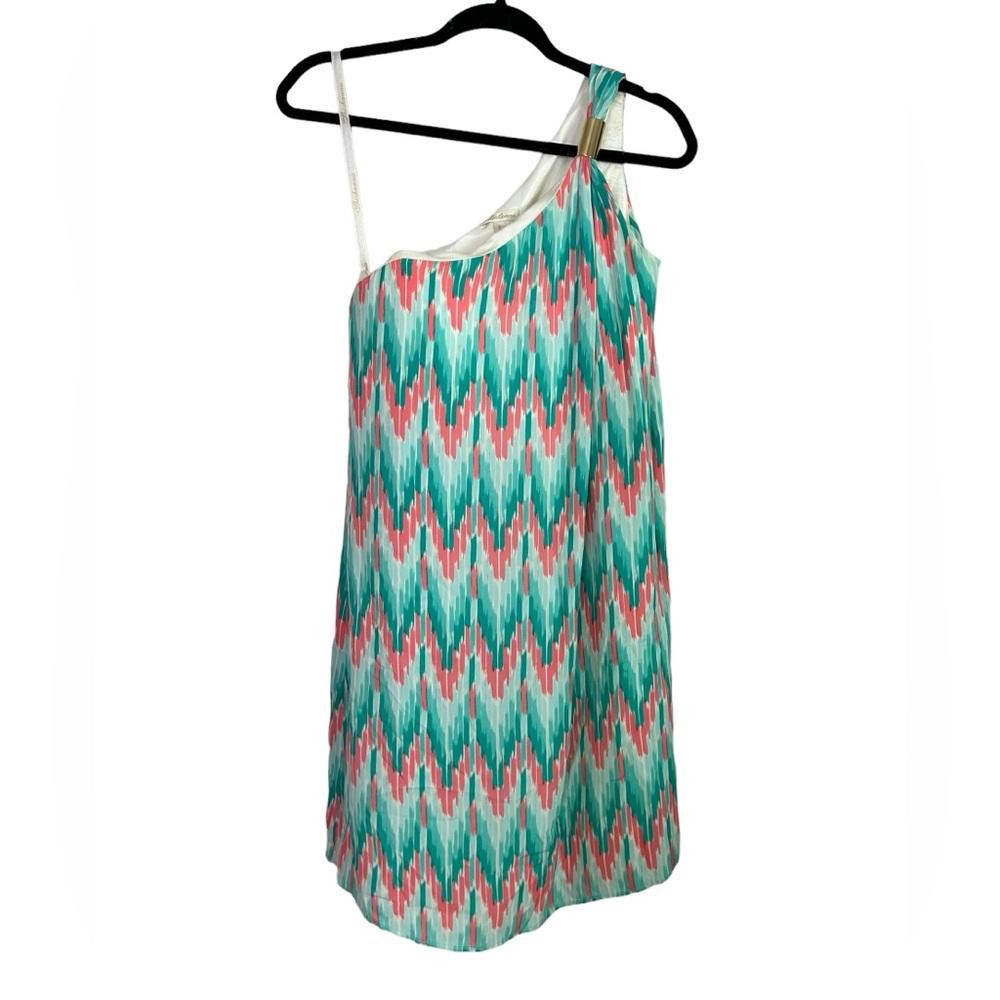 Designer Shoshanna l Silk Abstract One Shoulder Shift Dress 4 Size S / US 4 / IT 40 - 1 Thumbnail