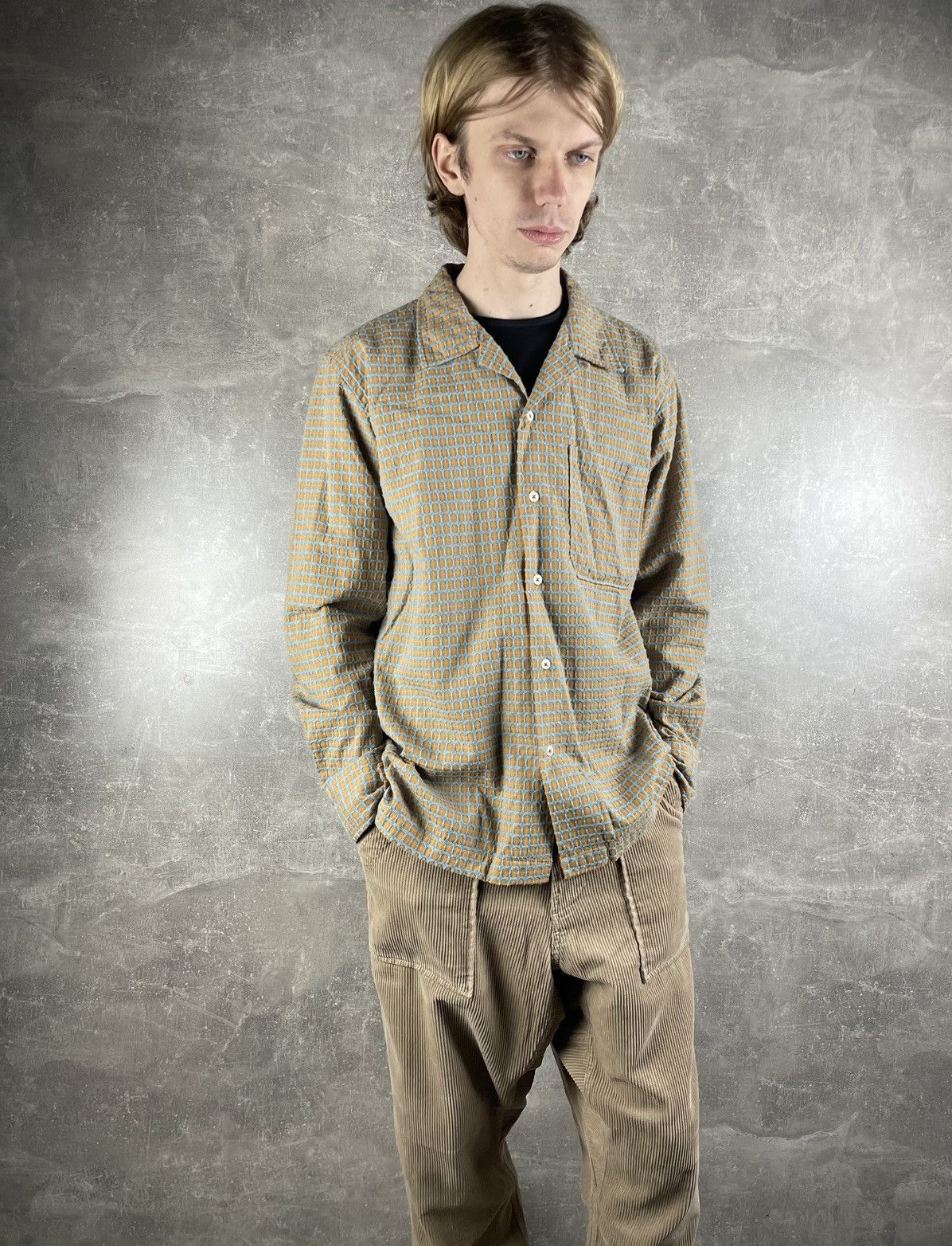 Universal Works Universal Works L.S Camp Shirt Sand Blue Deldos Cotton Size US M / EU 48-50 / 2 - 2 Thumbnail