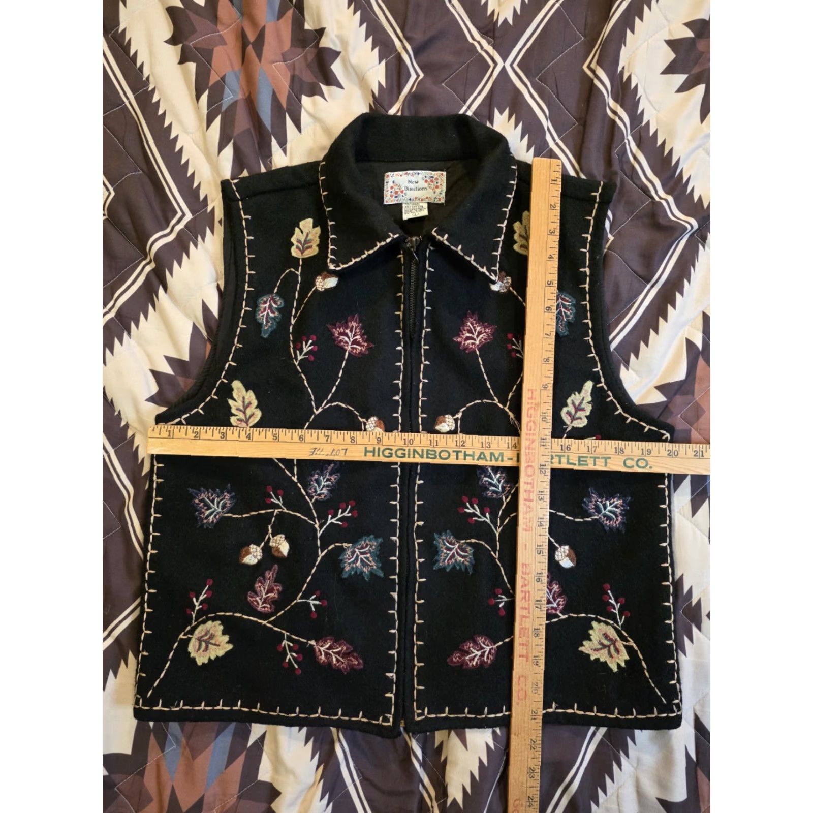 Vintage VINTAGE New Directions Vest Wool/Cotton Full Zip Embroidered Black L Sleeveless Bohemian 90s Women Size L / US 10 / IT 46 - 8 Thumbnail