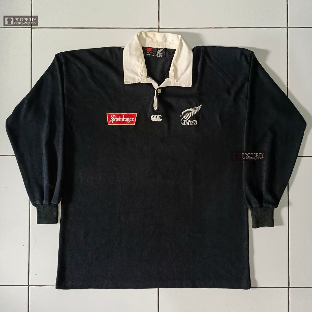 カンタベリーAll Blacks 長袖ラガーシャツ Steinlager る1428 ニュージーランド製 Canterbury カンタベリー ALL BLACKS