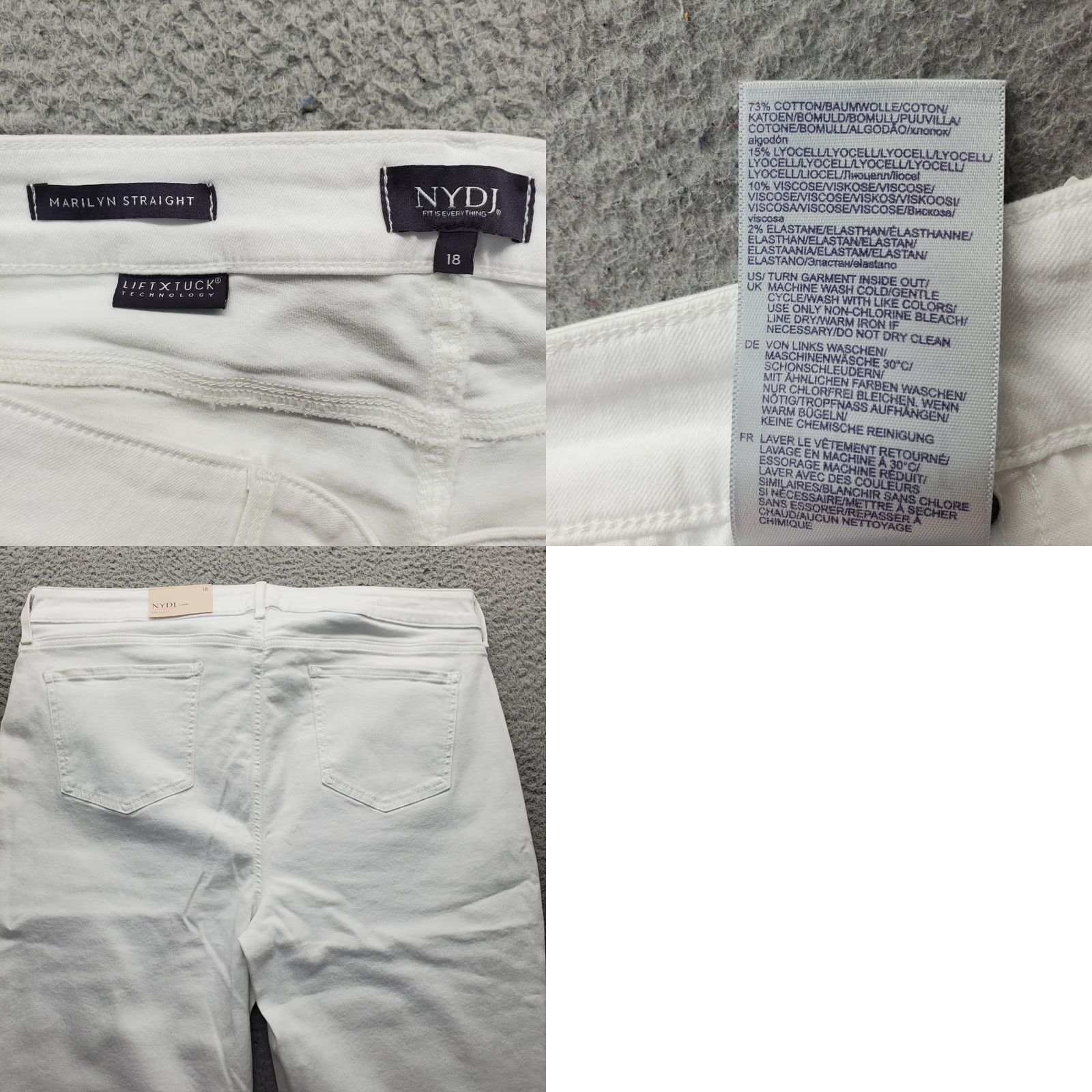 NYDJ NYDJ Womens Jeans 18 White Denim Marilyn Light Wash 5-Pocket Design Straight Leg Size 18 Womens White Denim NYDJ Jeans Size 40" / US 18 - 8 Thumbnail