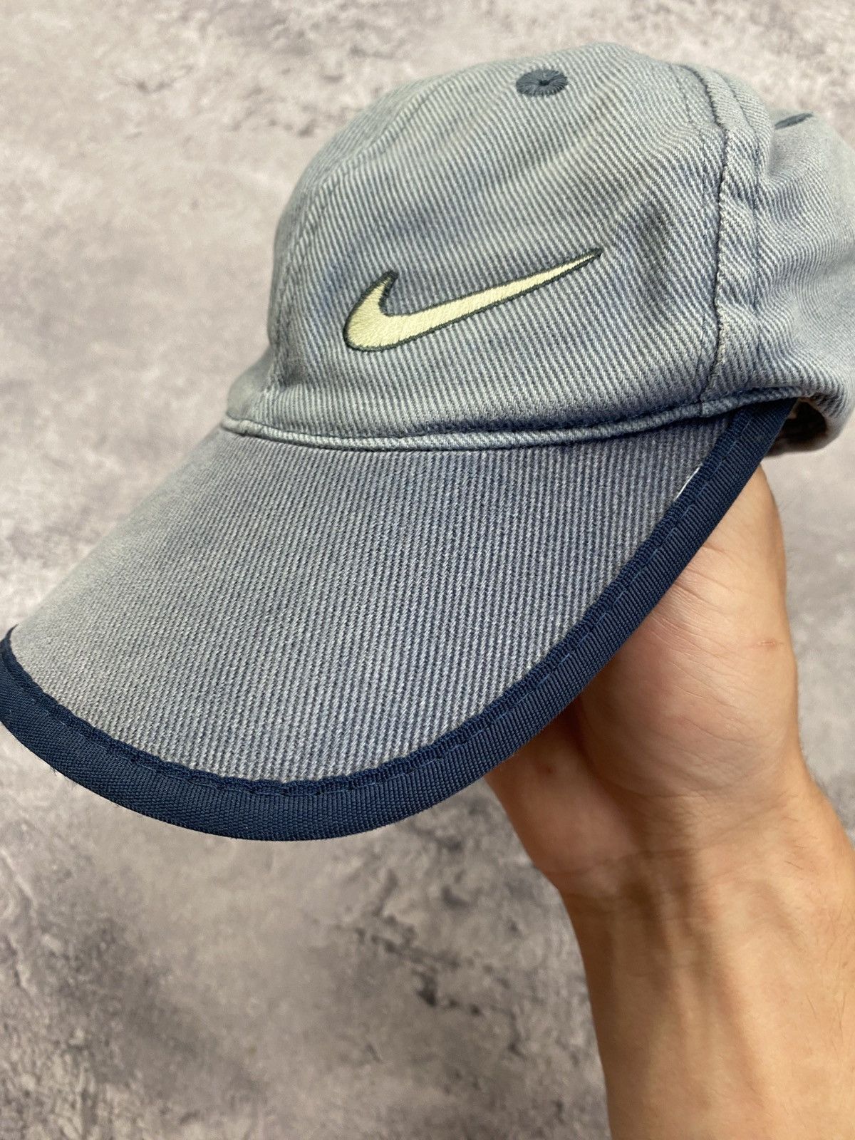 Nike Vintage Nike Denim Blue Cap Swoosh Logo 90s Rare Hat Y2K Size ONE SIZE - 7 Thumbnail