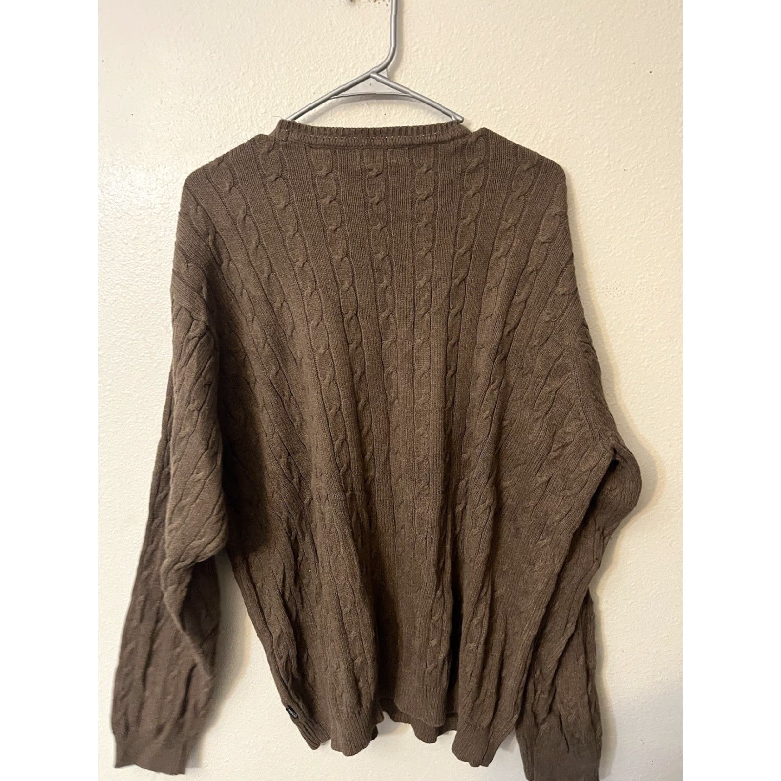 Izod IZOD Brown Sweater - Cable Knit Crew Neck 100% Cotton XL Men's Size US XL / EU 56 / 4 - 3 Thumbnail
