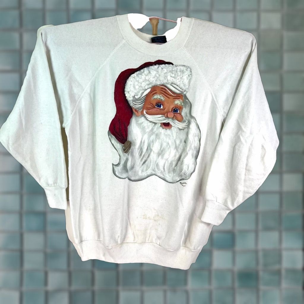 McGregor VINTAGE McGregor Hand Painted Santa Claus Sweatshirt Women 2XL White Graphic Print Christmas Pullover Long Sleeve Size XXL / US 16-18 / IT 52-54 - 1 Thumbnail