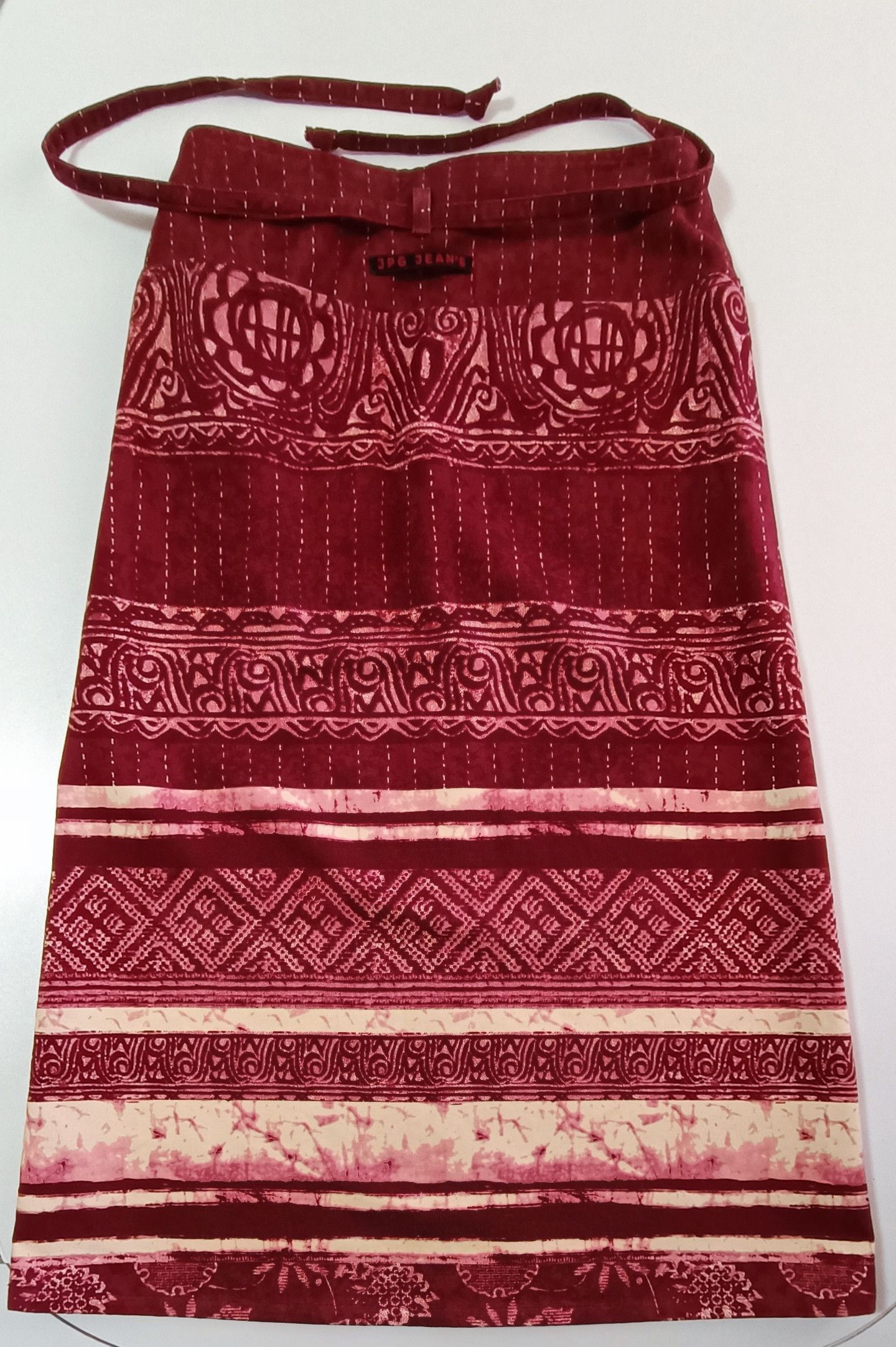 Jean Paul Gaultier 90's- Burgundy maxi skirt with ethnic print. Size 28" / US 6 / IT 42 - 17 Thumbnail