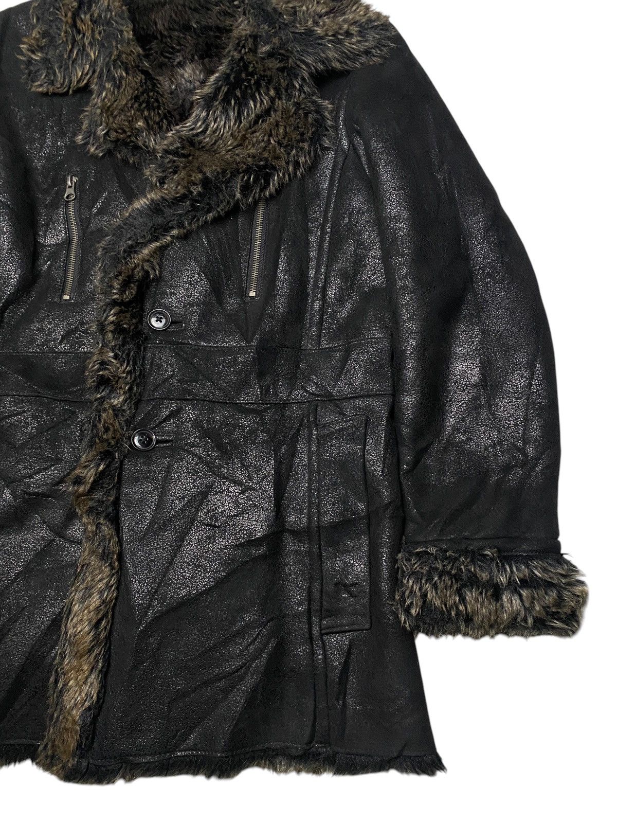 If Six Was Nine 2000's Semantic Design Fur Trim Waxed Jacket Size US L / EU 52-54 / 3 - 5 Thumbnail