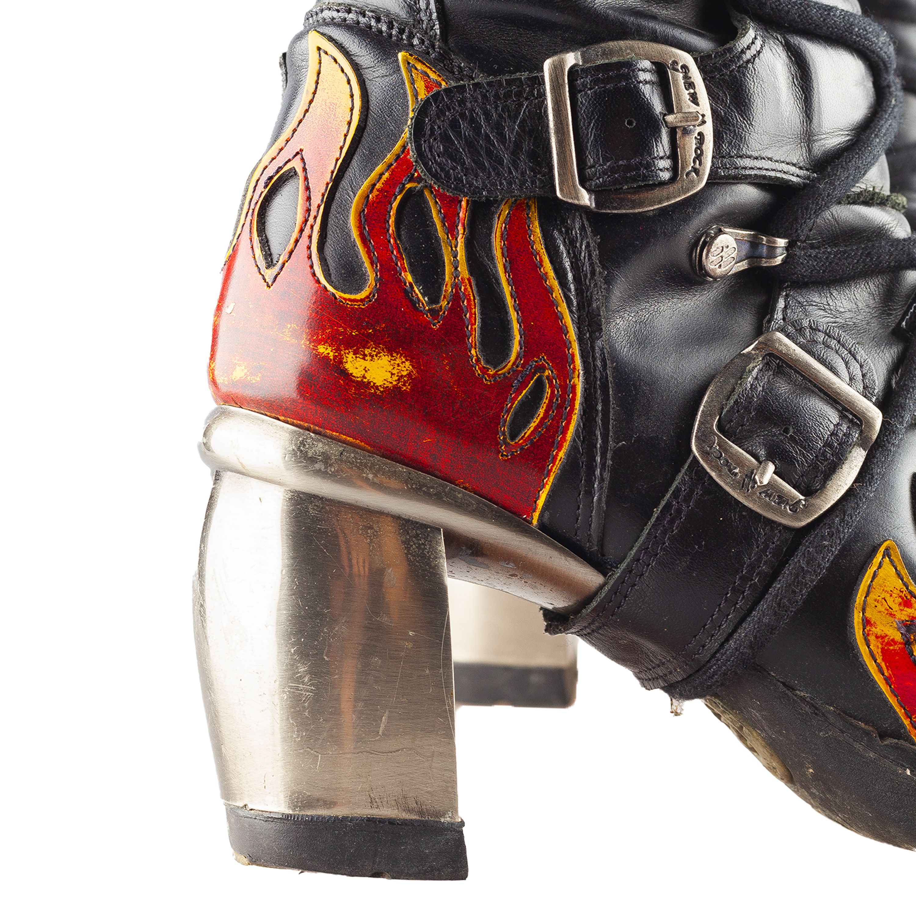 New Rock New Rock Flames Biker Heel Platform Mid Calf Boots (36 EU) Size US 5 / IT 35 - 6 Thumbnail