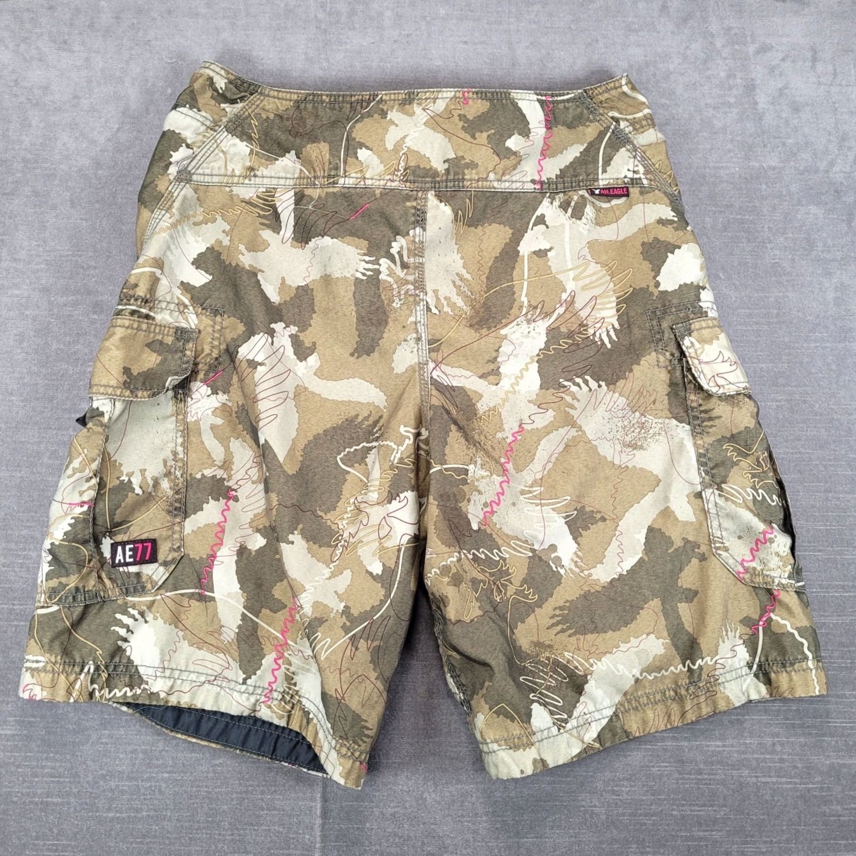 Vintage American Eagle Mens Cargo Board Shorts Size 30 Camo AE77 Blue Gorp Size US 30 / EU 46 - 7 Thumbnail
