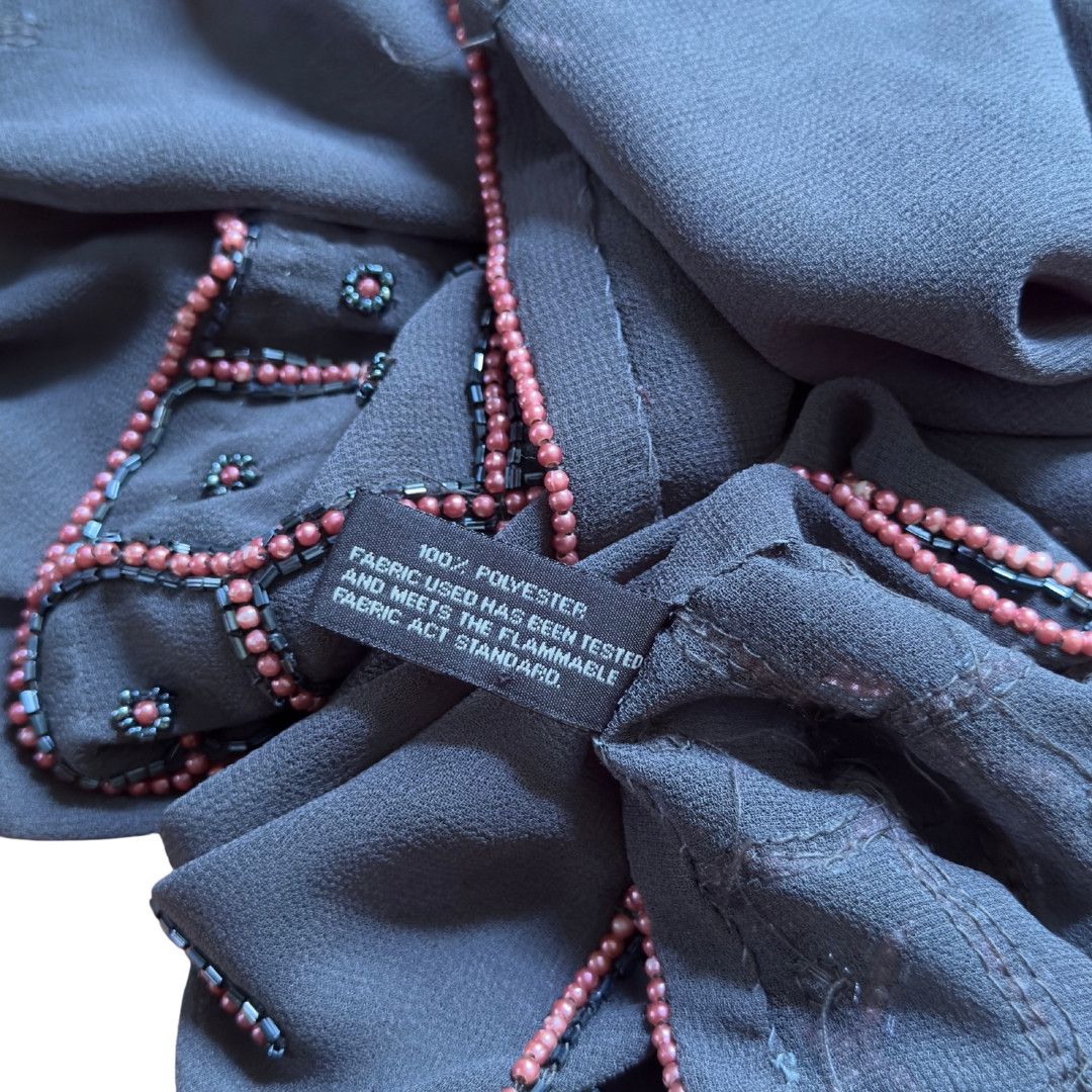 Vintage Vintage Fleurs by Elegant Additions Sheer Gray Scarf Beading Size ONE SIZE - 7 Thumbnail