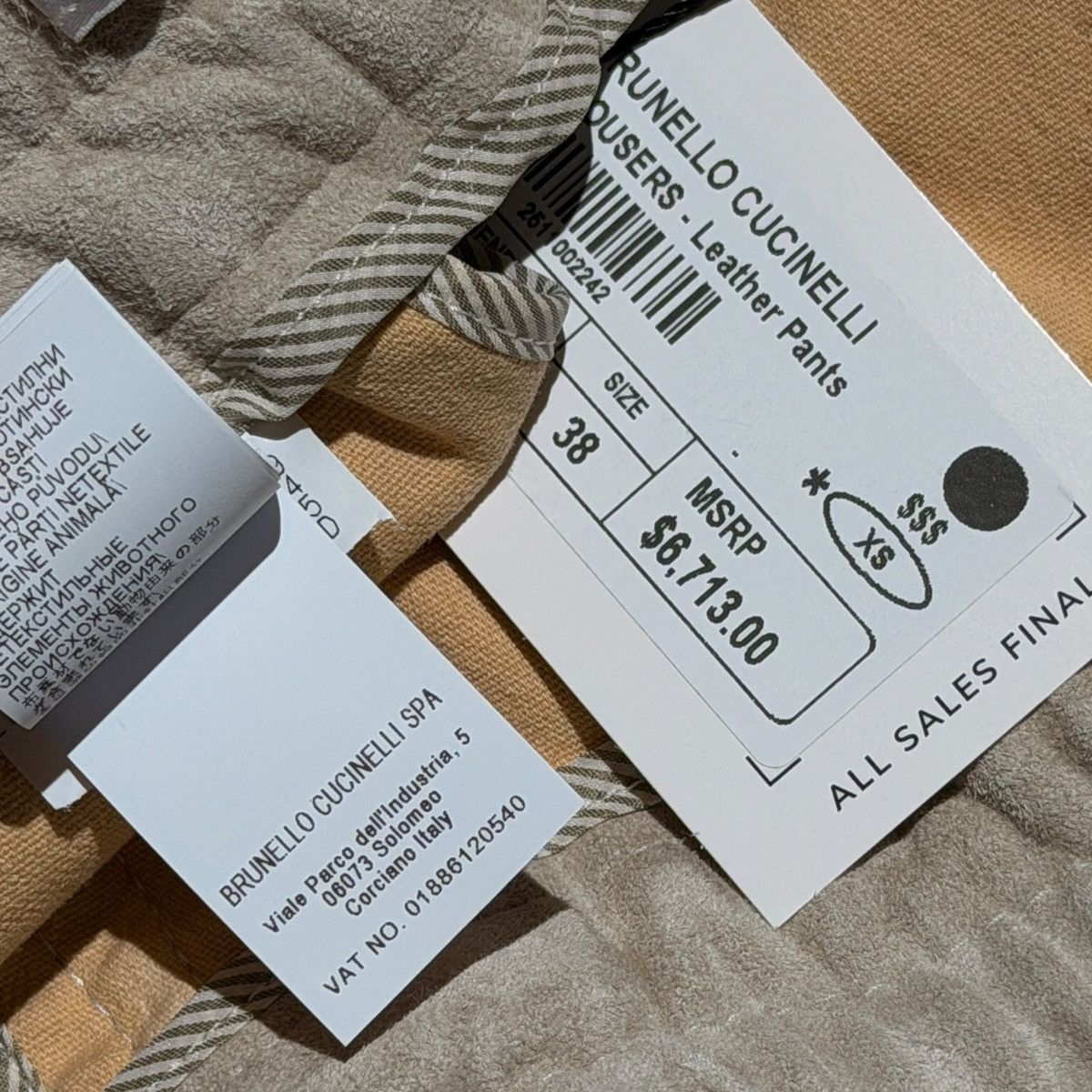 $6,700 suede leather adjustable waist pant