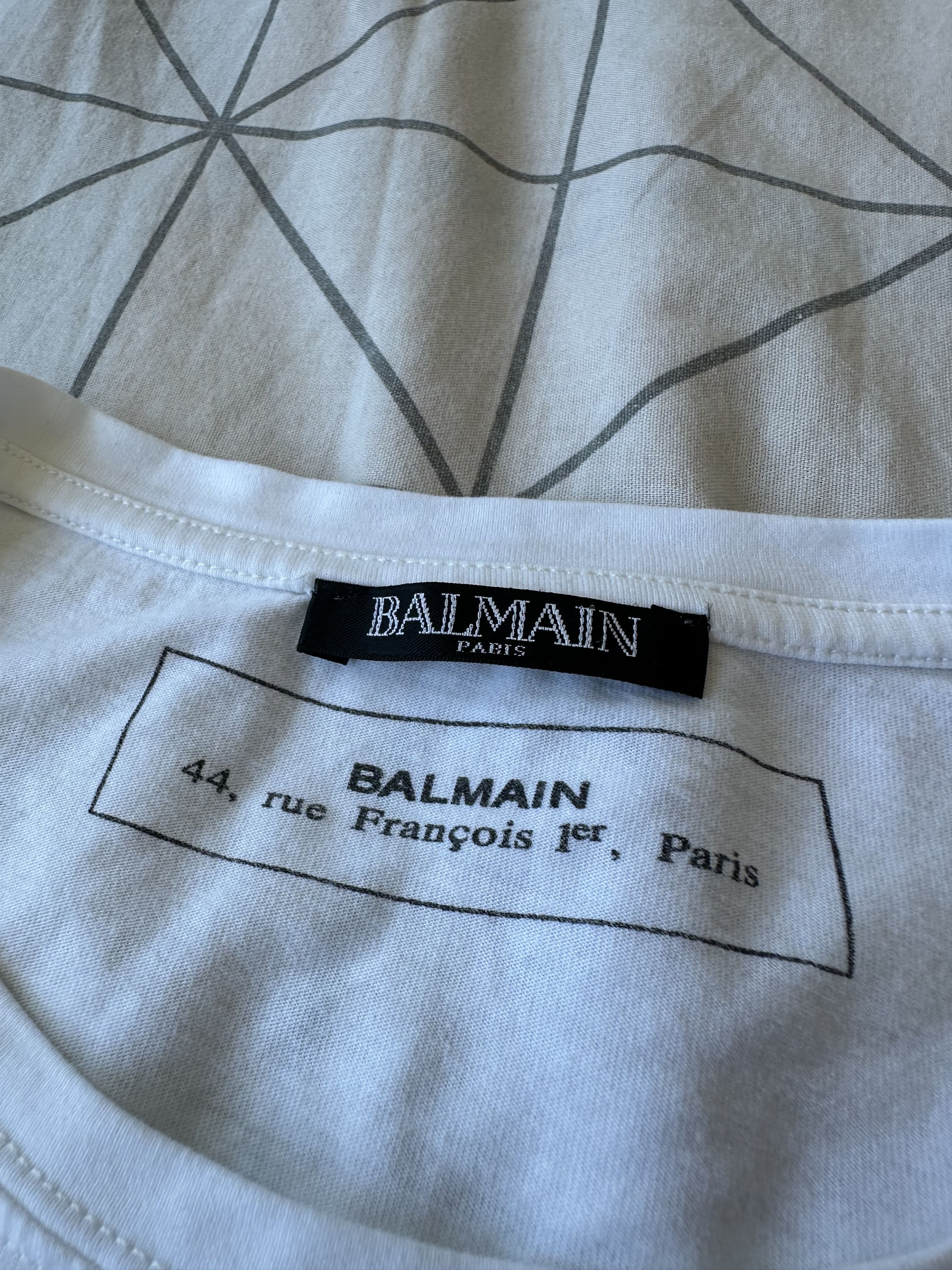 Balmain Balmain Coing Logo White Cotton T shirt Size US L / EU 52-54 / 3 - 3 Thumbnail