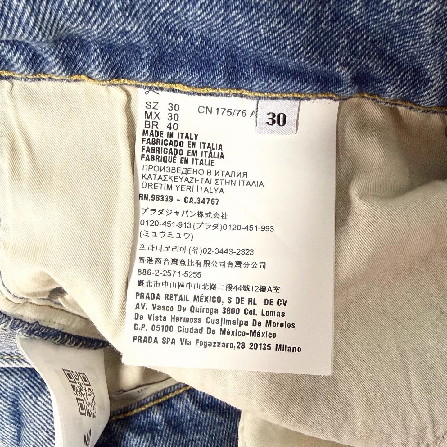 Prada Prada 30W Enamel Tri Logo Straight Distressed Blue Size US 30 / EU 46 - 6 Thumbnail