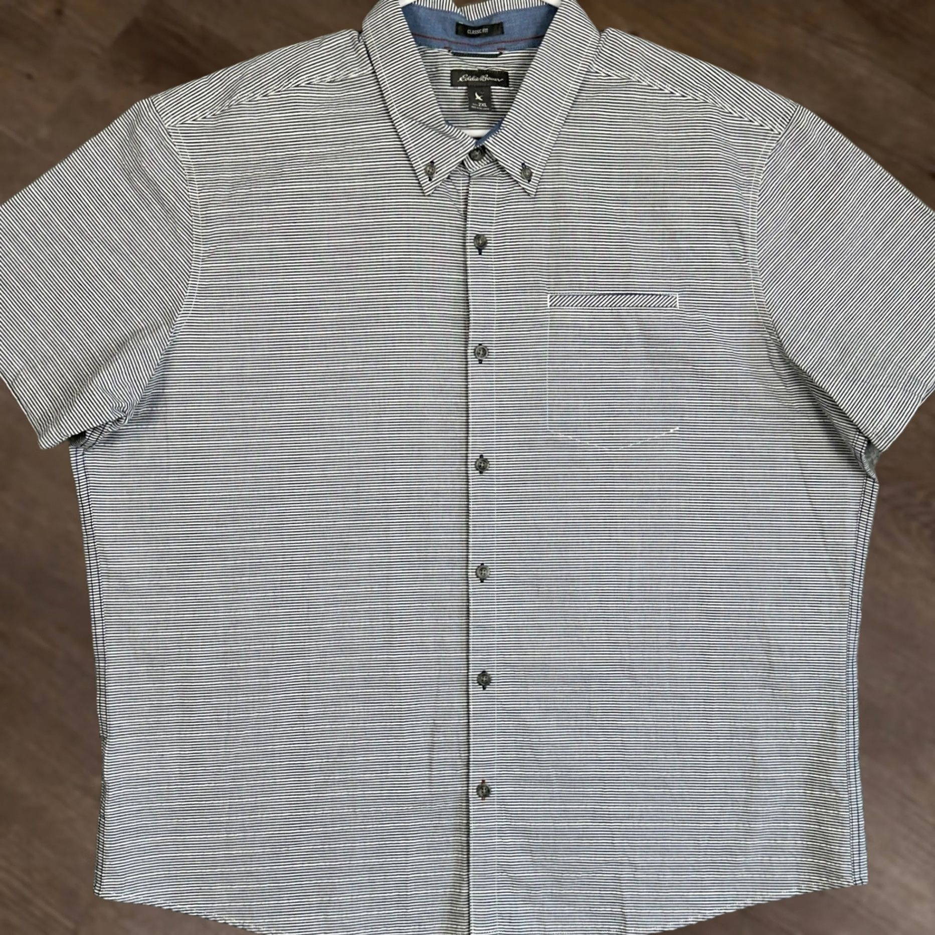 Eddie Bauer Eddie Bauer Shirt Men 2XL Blue White Classic Fit Button-Down Short Sleeve Stripe Button Front Pocket Casual Workwear Size US XXL / EU 58 / 5 - 1 Thumbnail