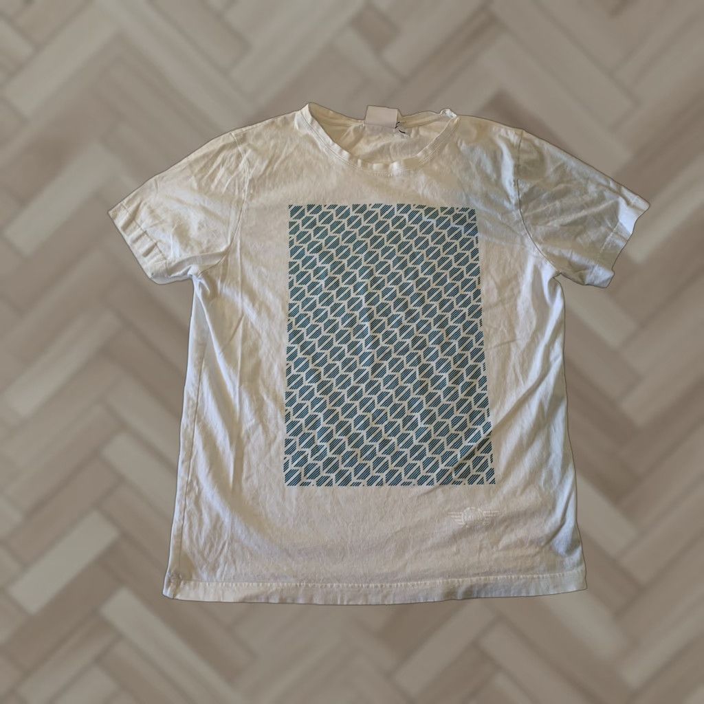 Vintage MINI Geometric T-Shirt Mens Size L White Green Short Sleeve Shirt Size US L / EU 52-54 / 3 - 1 Thumbnail