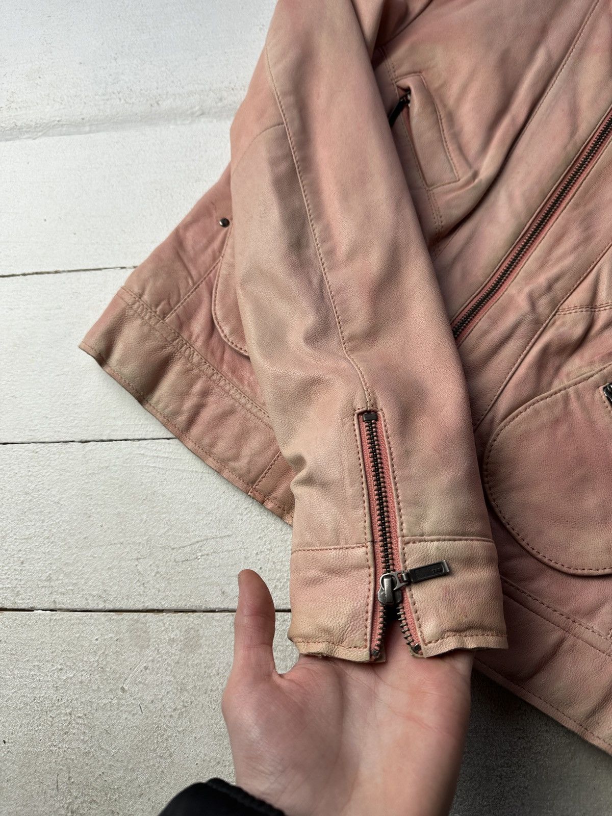 Other 🚨Y2K RICK OWENS TYPE DIRTY SLIM FIT ZIP LEATHER JACKET Size XS / US 0-2 / IT 36-38 - 9 Thumbnail