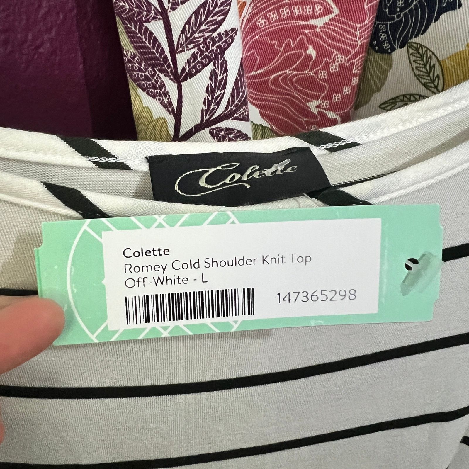 Colette Romey Cold Shoulder Knit Top - Stitch Fix Striped Soft Tee Size L / US 10 / IT 46 - 4 Thumbnail