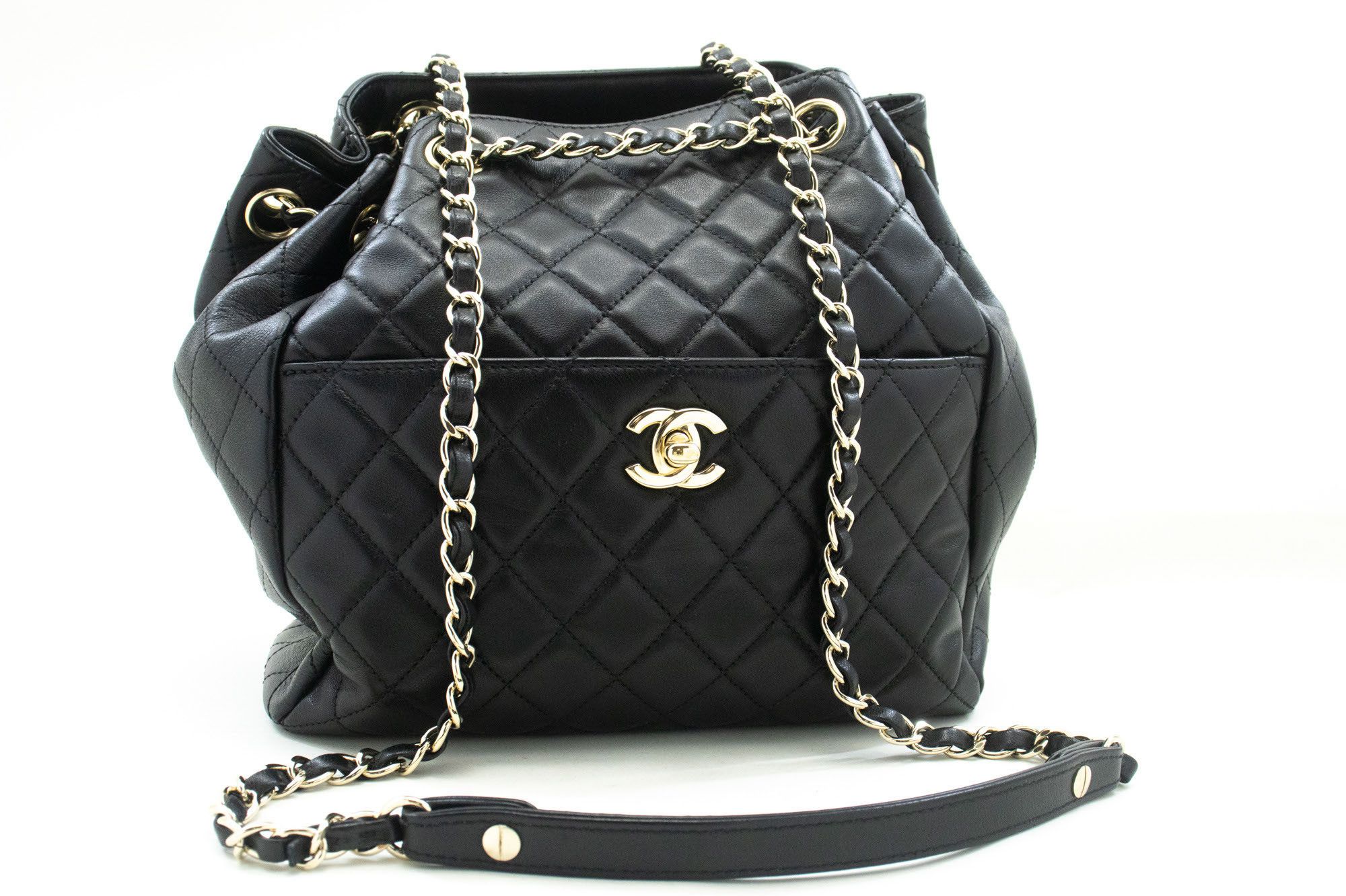 Chanel Drawstring Black Leather Shoulder Bag (Pre-Owned) Size ONE SIZE - 1 Thumbnail