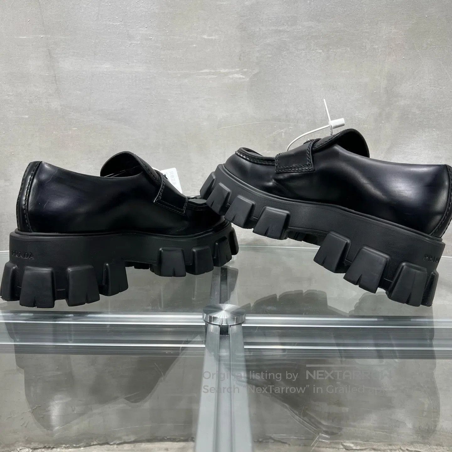 Prada Prada Monolith triangular logo black thick-soled loafers Size US 9 / IT 39 - 5 Thumbnail