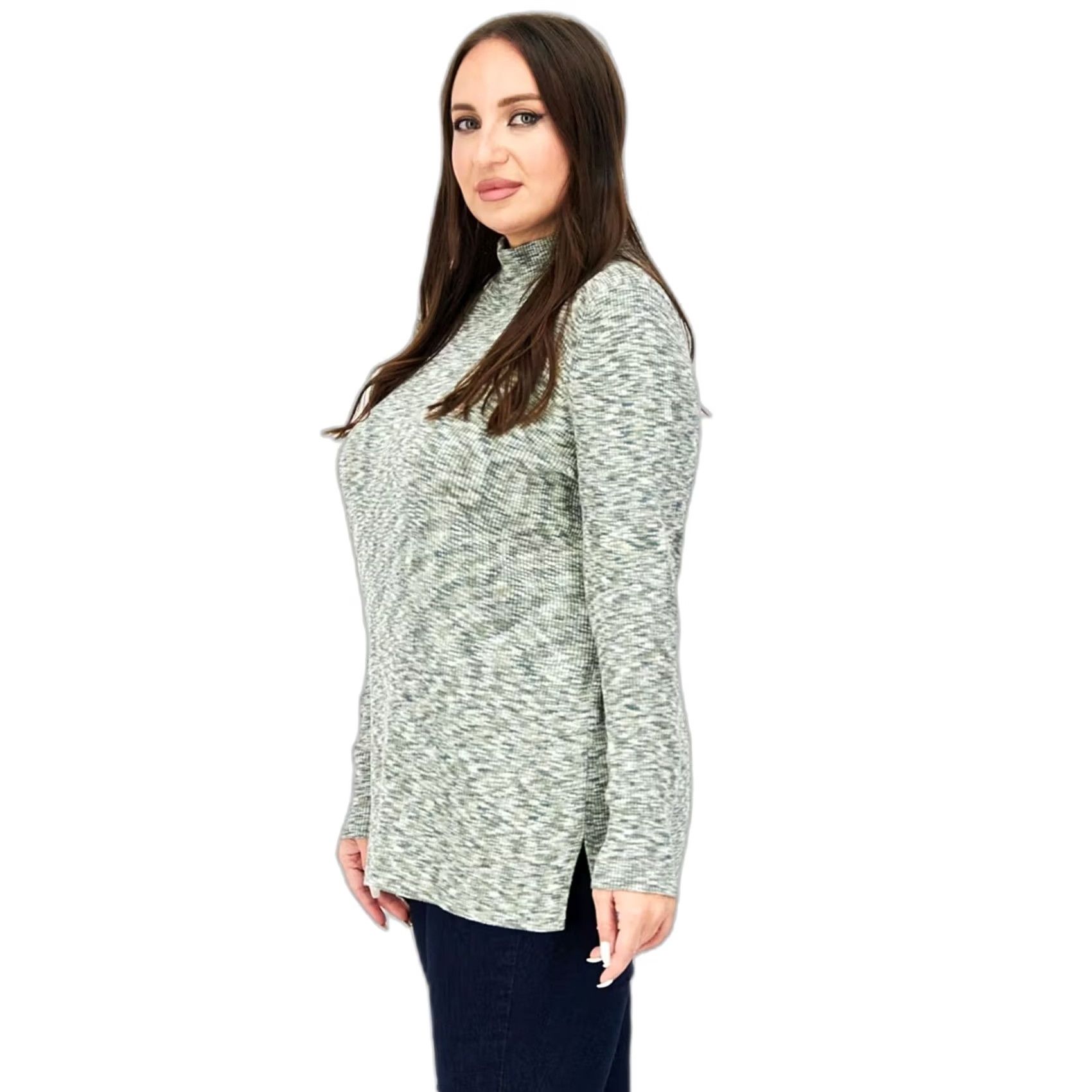 Market Market & Spruce Sweater Women's L Green Knit Turtle Neck Pullover W 36 Continuous-Collar Cozy Soft Casual Baggy Size L / US 10 / IT 46 - 2 Thumbnail