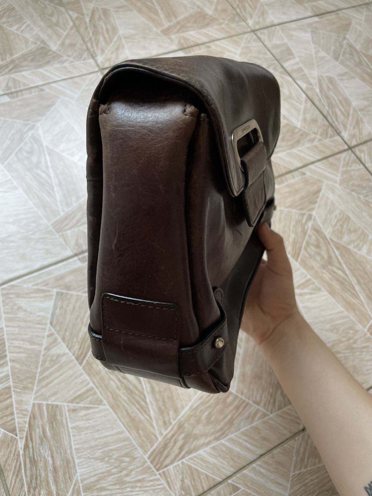 Vintage Retro Vintage Claudio Ferrici Leather Brown Shoulder Bag Size ONE SIZE - 6 Thumbnail