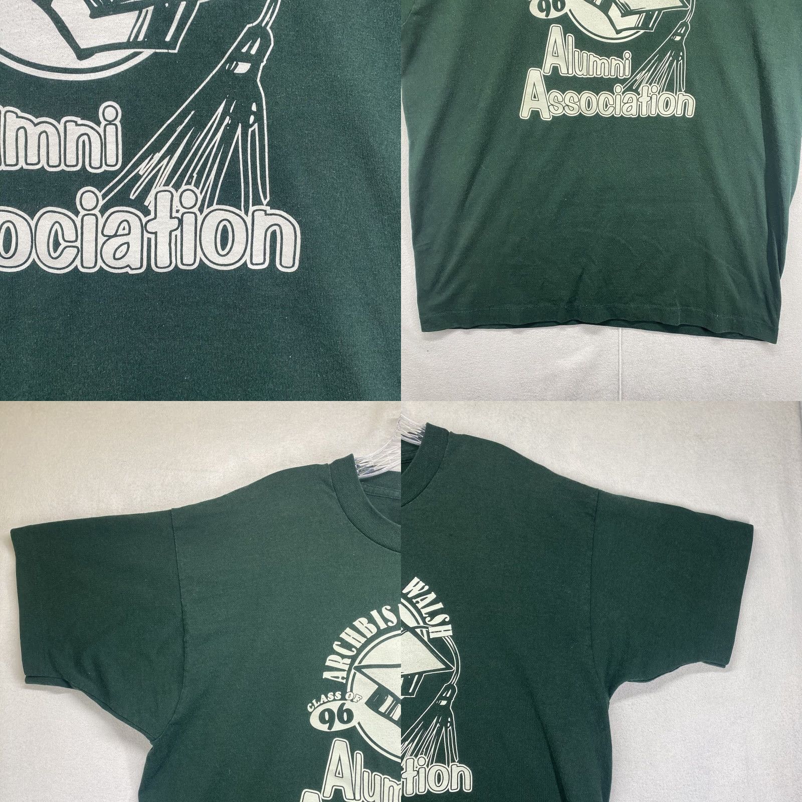Fruit Of The Loom VINTAGE Fruit of the Loom T-Shirt Class of 1996 Forest Green Unisex Adults L Short Sleeve Crew Neck Green Stitch USA 1996 Alumni Archbishop Walsh Size US L / EU 52-54 / 3 - 8 Thumbnail